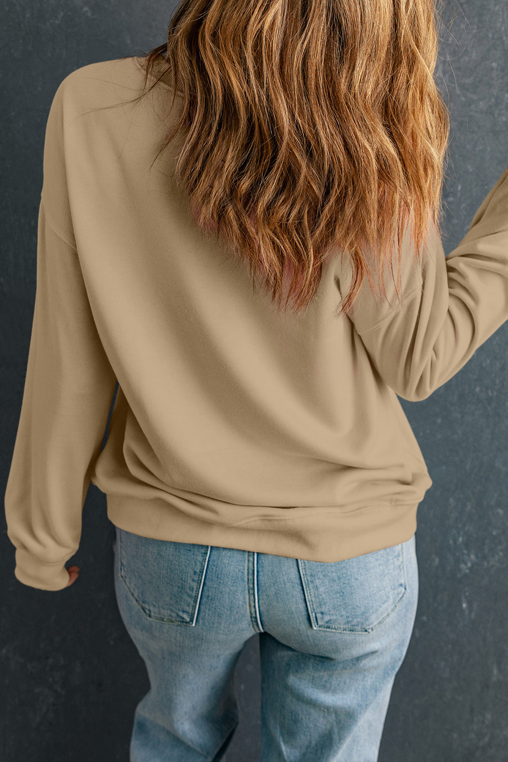 Dark Green Solid Classic Crewneck Pullover Sweatshirt