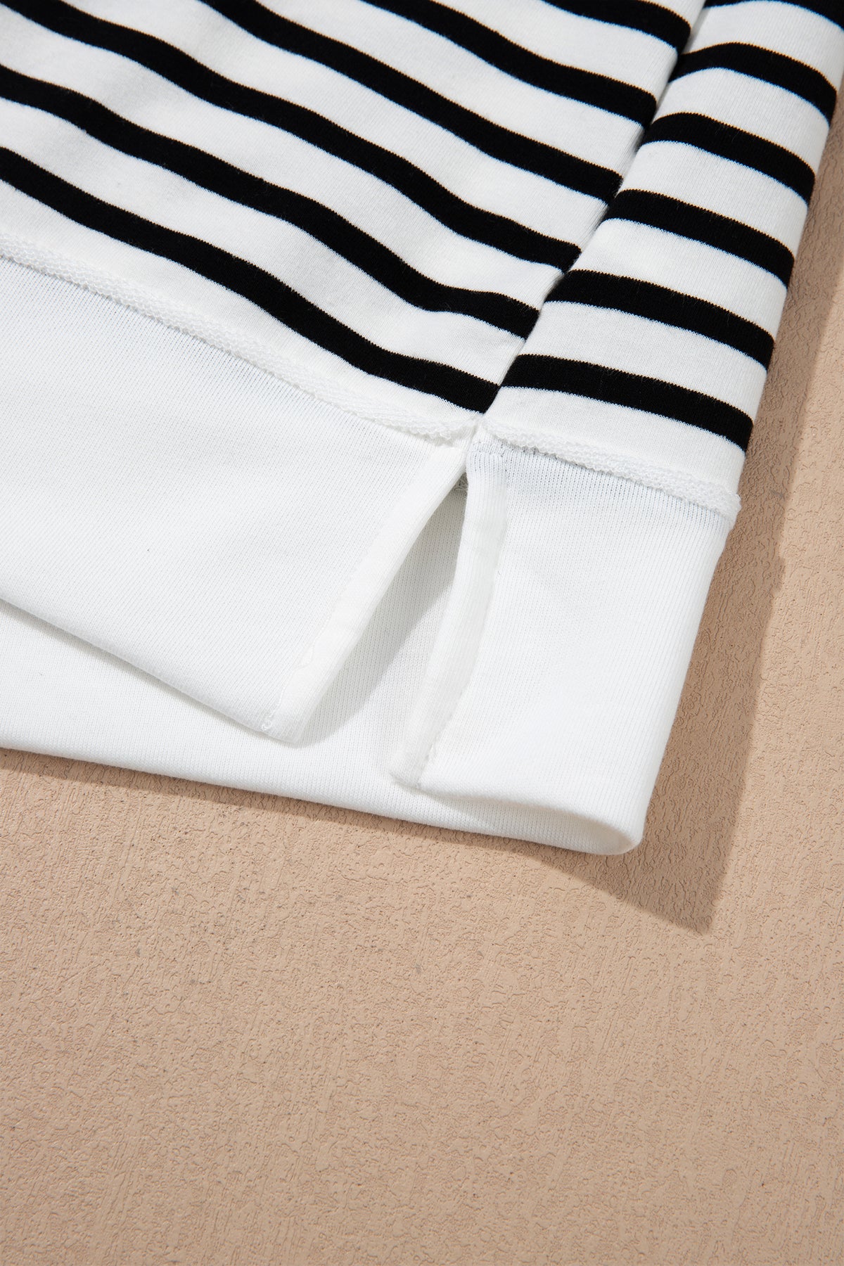 White Stripe Color Block Long Puff Sleeve Metal Zip-Up Collar Top