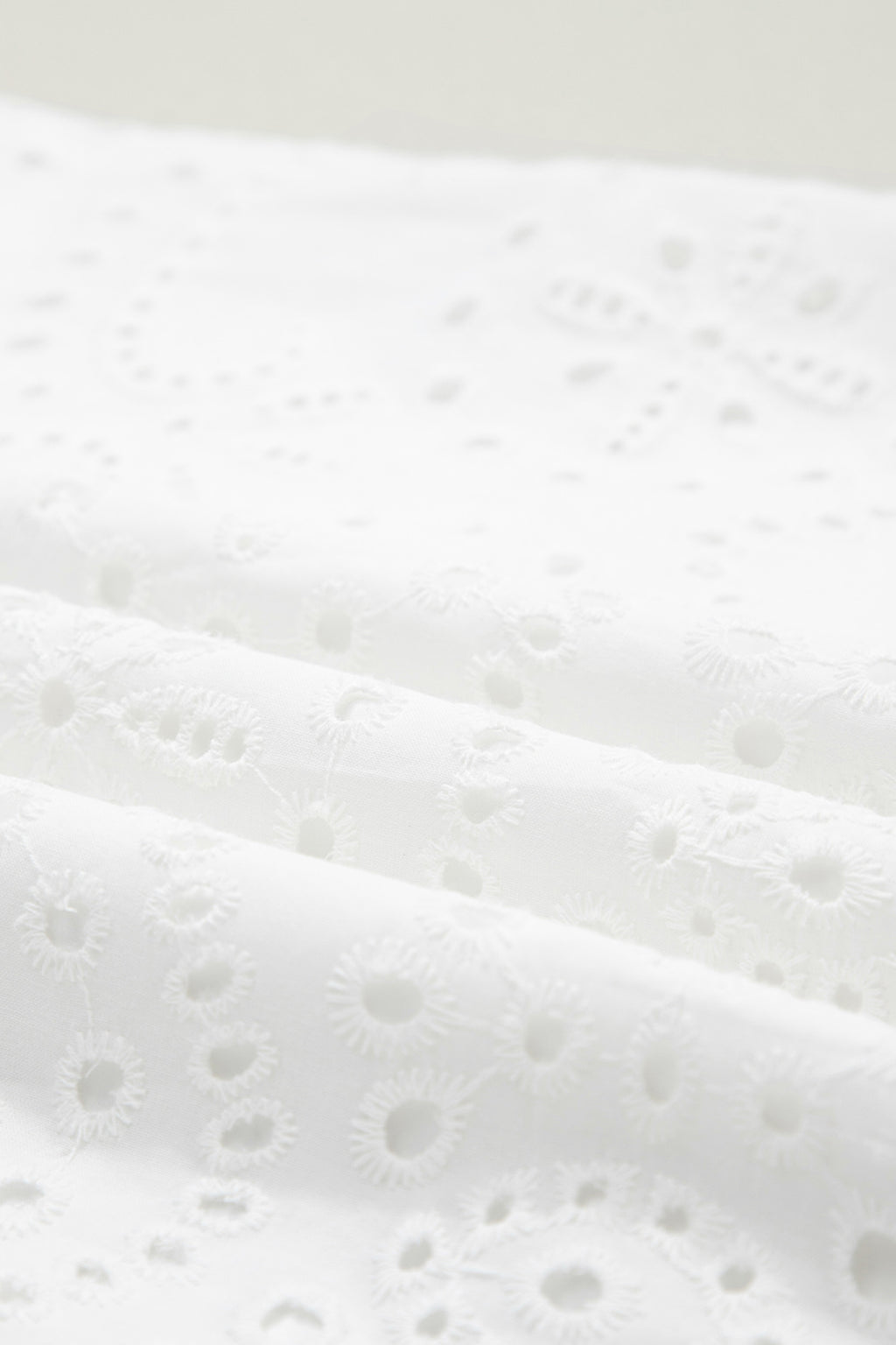 White Solid Color Eyelet Embroidered T Shirt Mini Dress