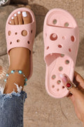 Pink Solid Color Lightweight Hollow Out Slippers