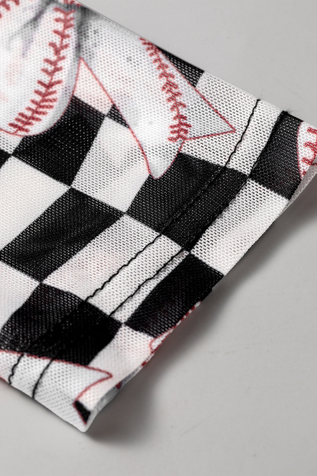 Black High Neck Plaid Baseball Bow Long Sleeve Pullover Tops