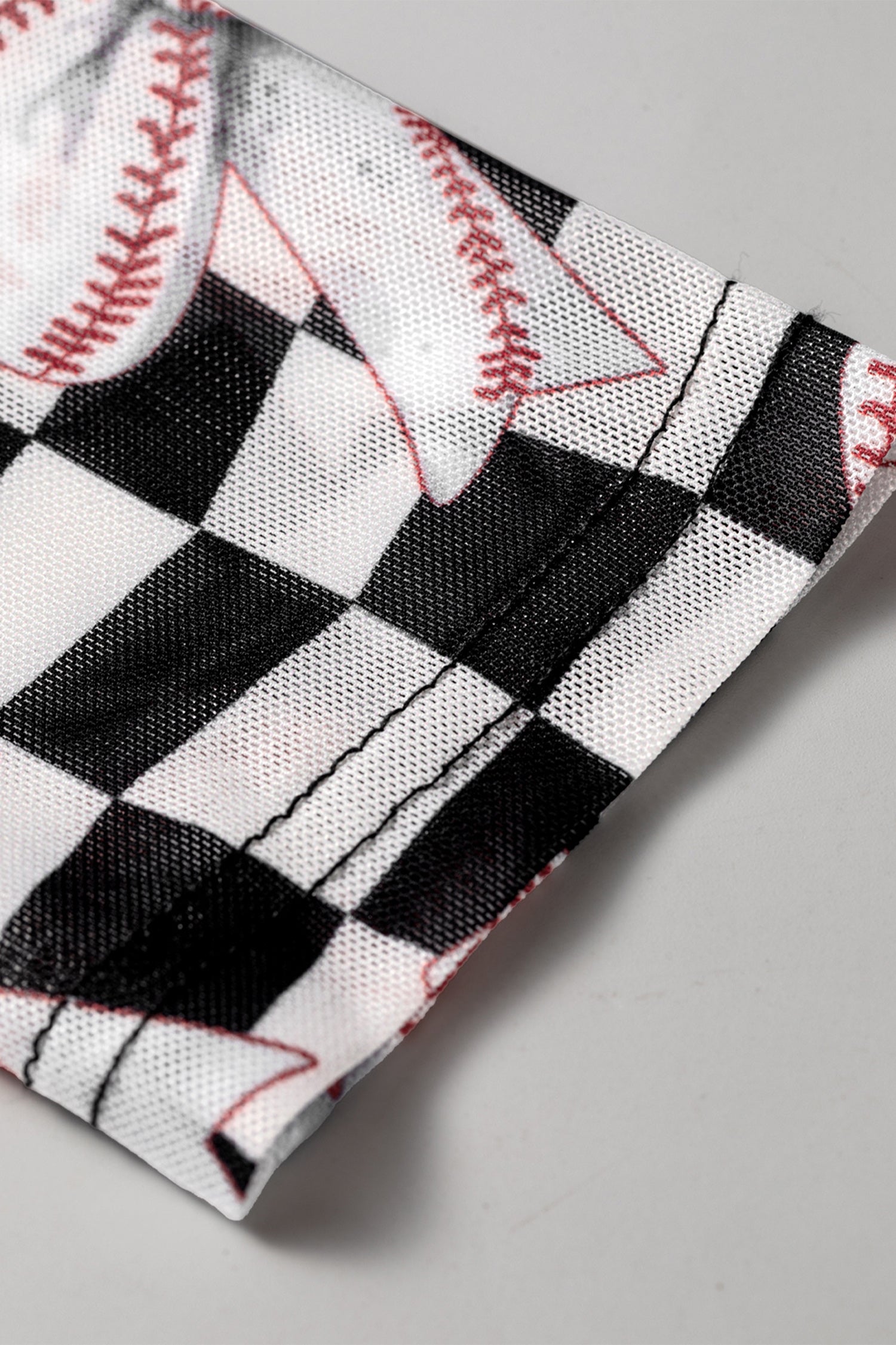 Black High Neck Plaid Baseball Bow Long Sleeve Pullover Tops