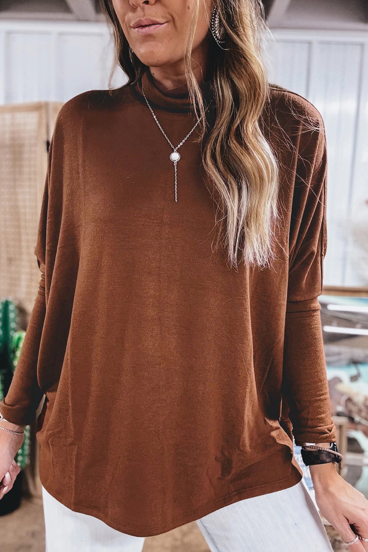 Black High Neck Long Sleeve Top