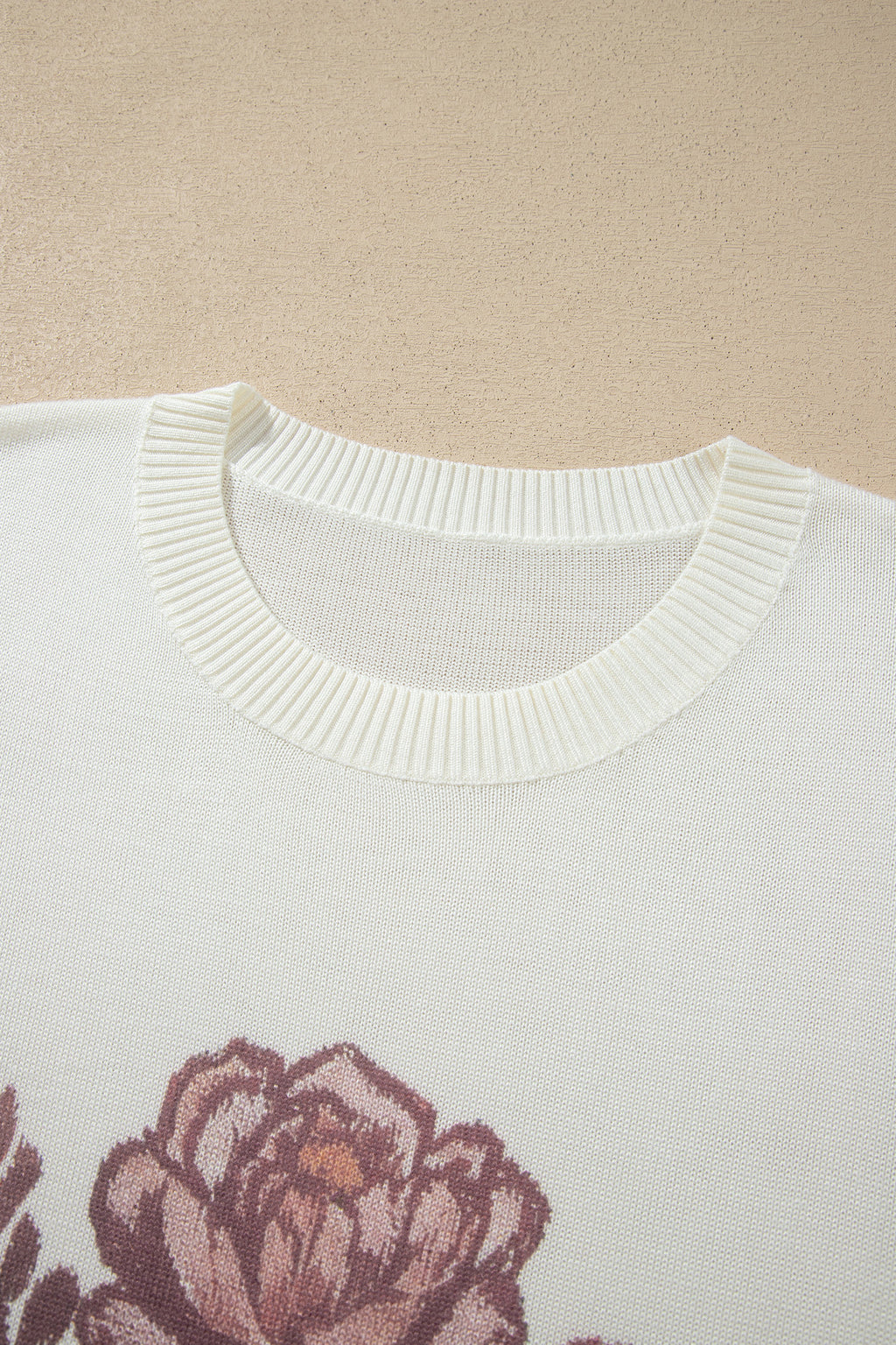 White Western Floral Dropped Shoulder Lightweight Knit Sweater
