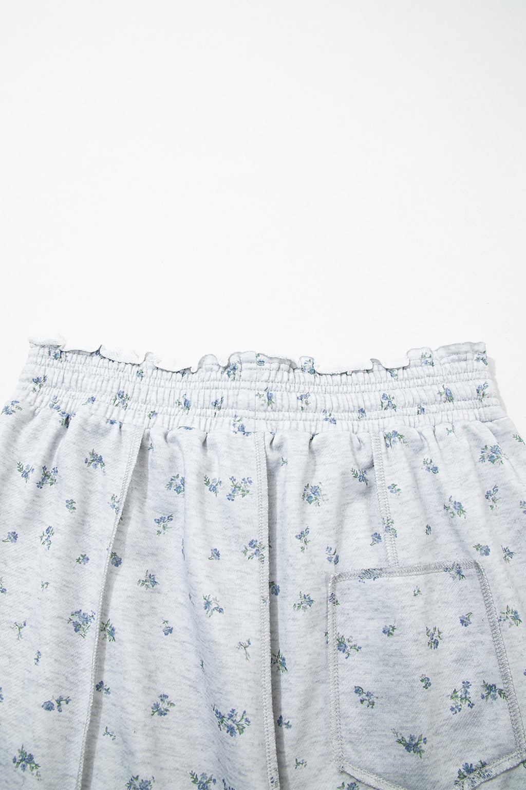 Gray Floral Print Elastic Waist Regular Fit Pants