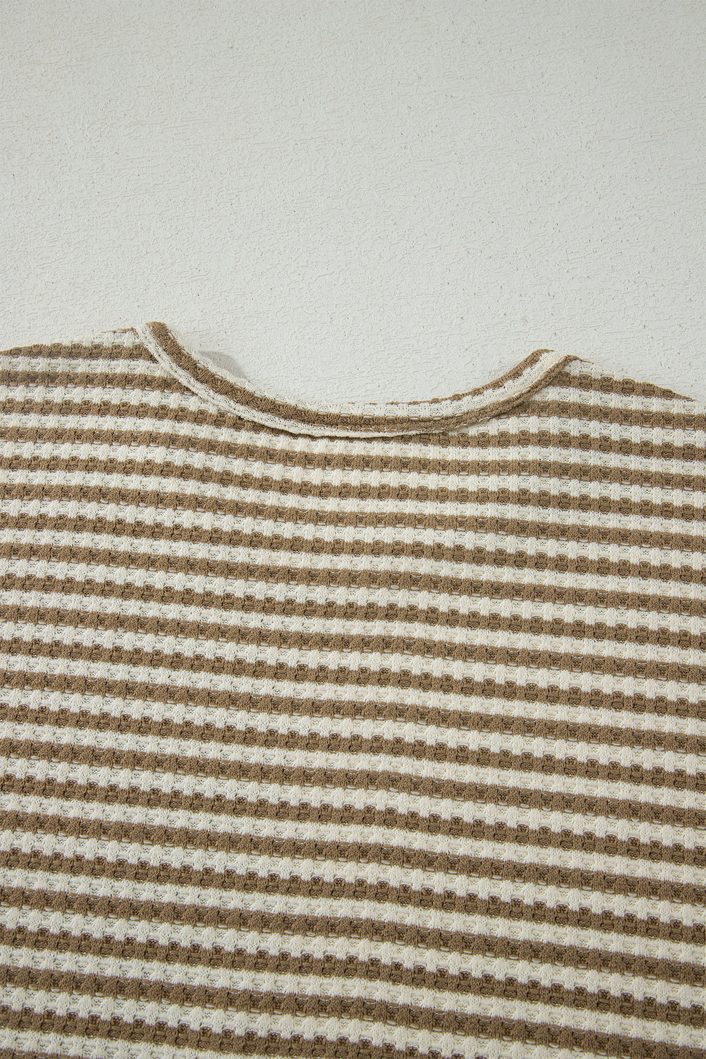 Brown Stripe Breathable Textured Knit Short 2pcs Set
