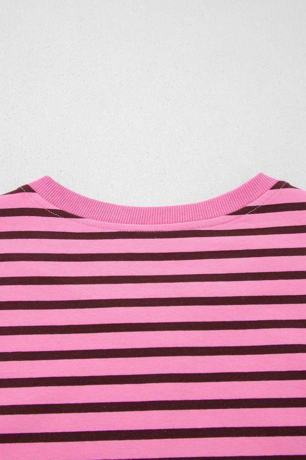 Pink Stripe V Neck Long Sleeve Drop Shoulder Blouse