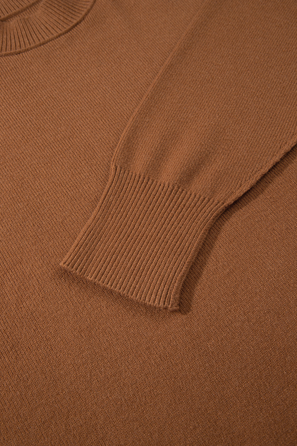 Chestnut Oversized Ribbed Knit Long Sleeve Tunic Plus Size Sweater