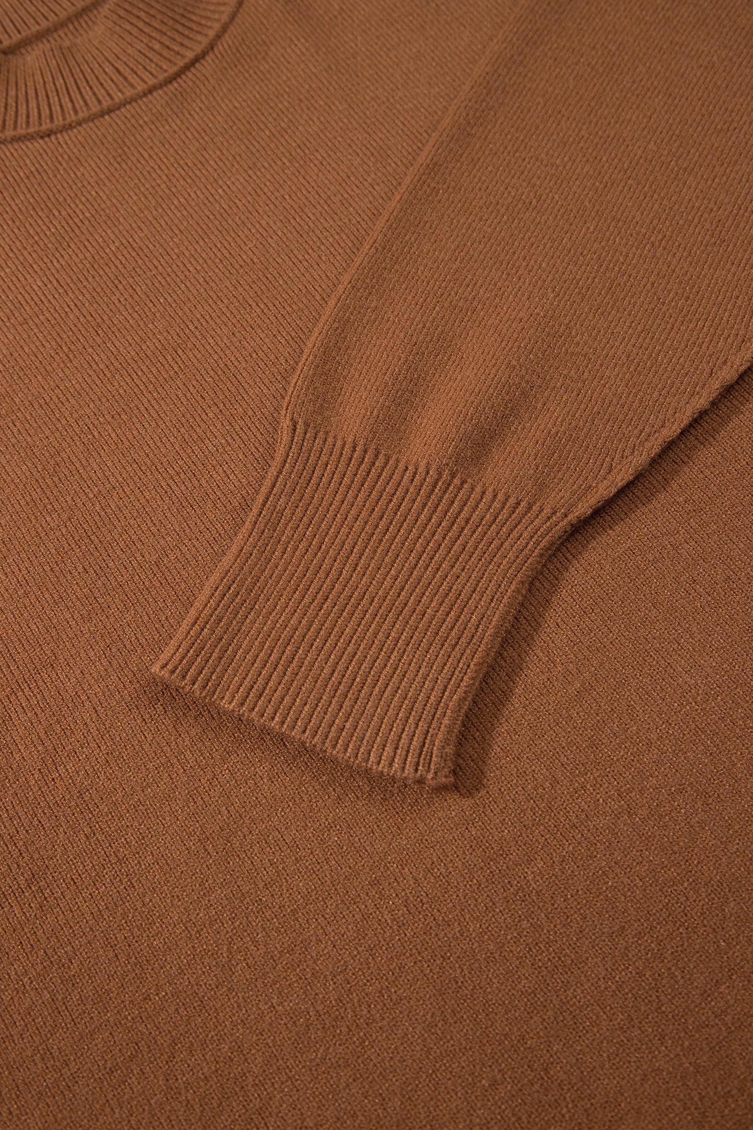 Chestnut Oversized Ribbed Knit Long Sleeve Tunic Plus Size Sweater