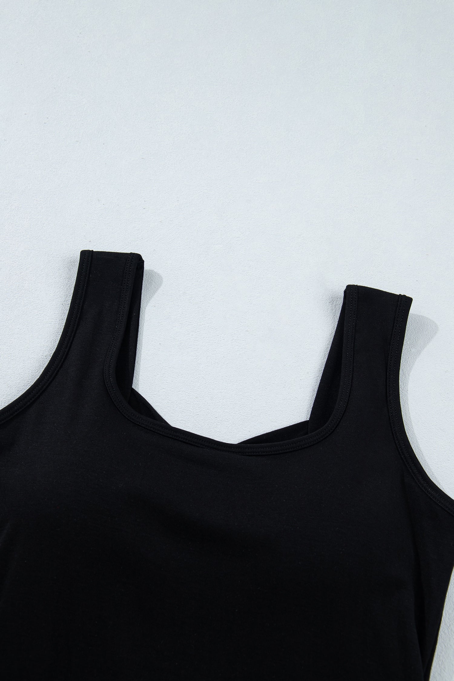 Black Twisted Cross Back Sleeveless U Neck Bra Insert Tank Top