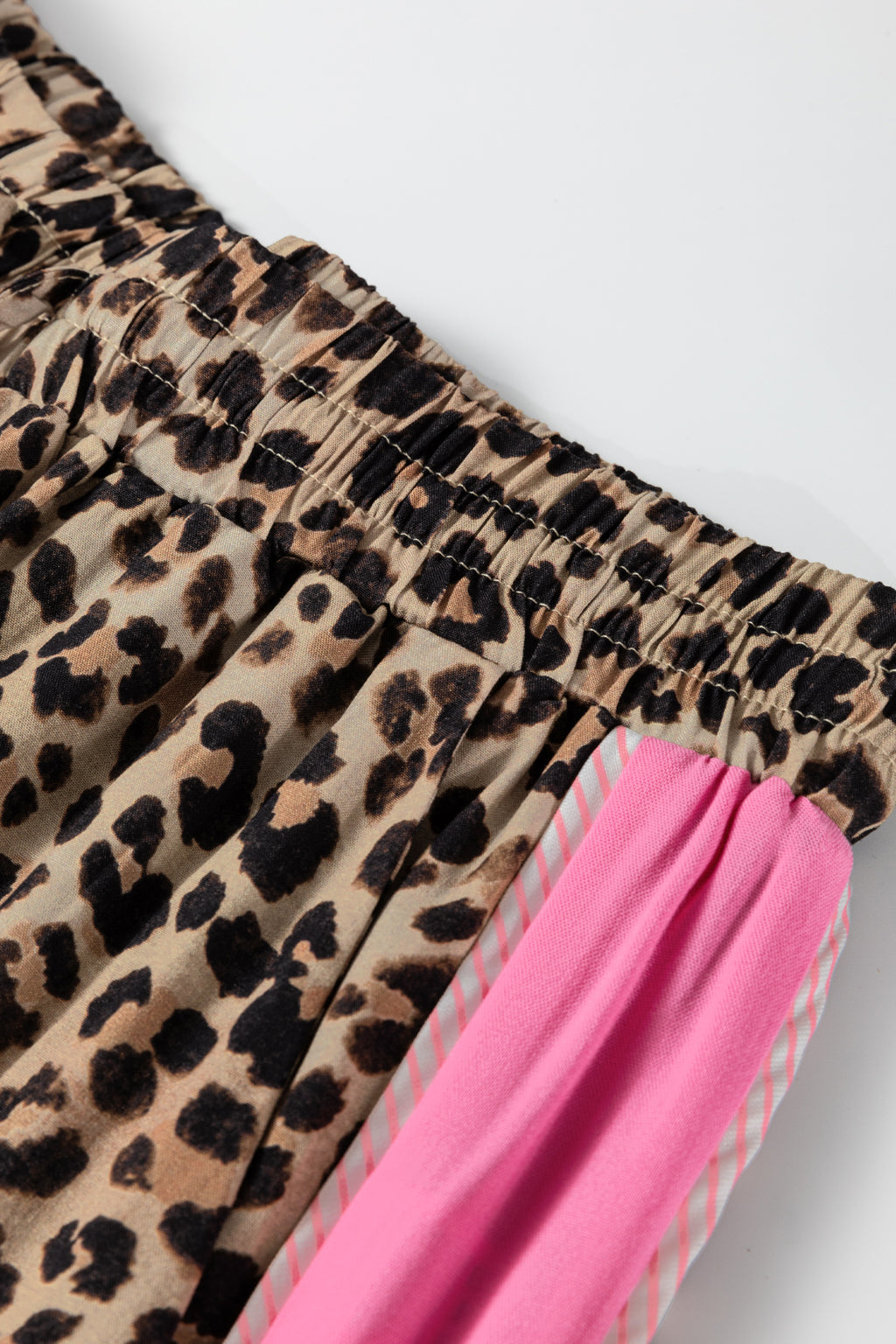 Brown Contrast Trim Leopard Top and Pant Set