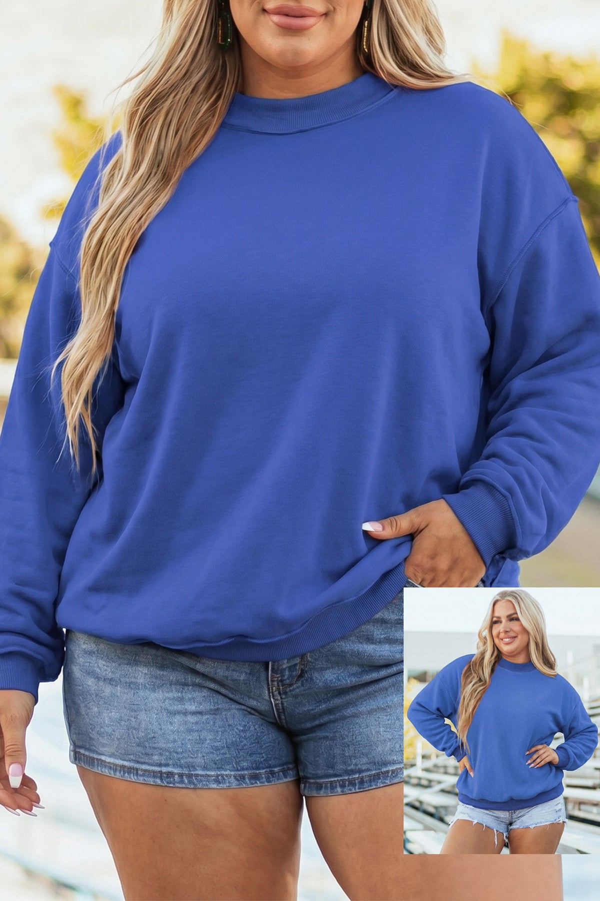 Light Grey Exposed Seam Detail Reversible Double Wear Plus Size Sweatshirt