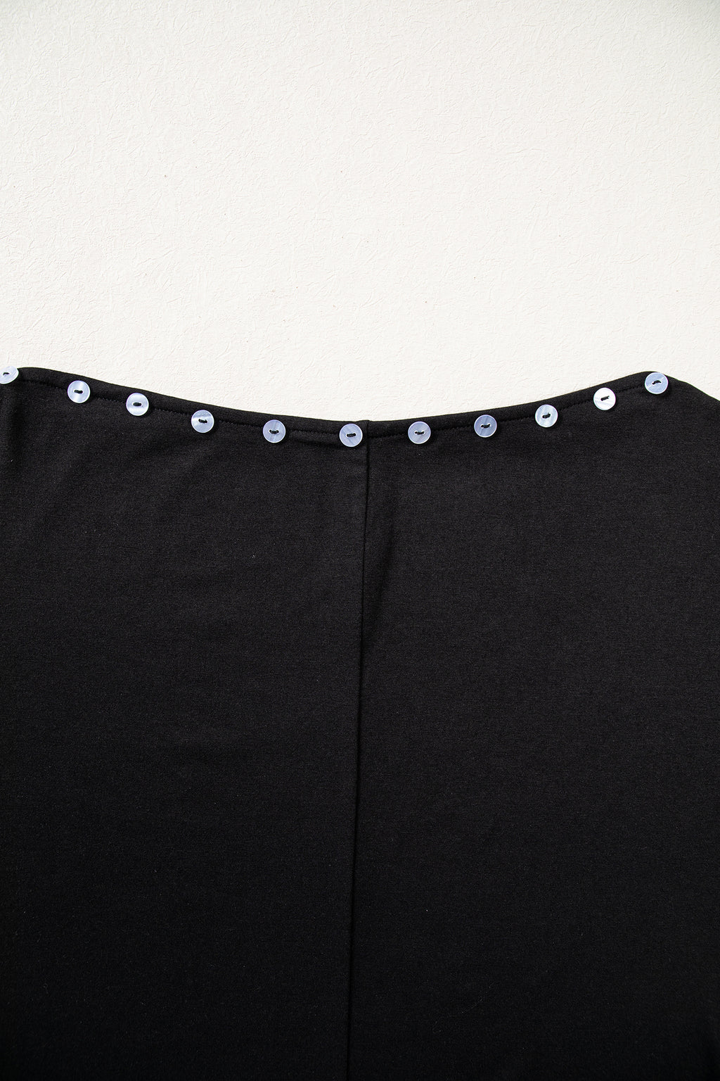 Black 3/4 Sleeve Button Detail Off Shoulder Top