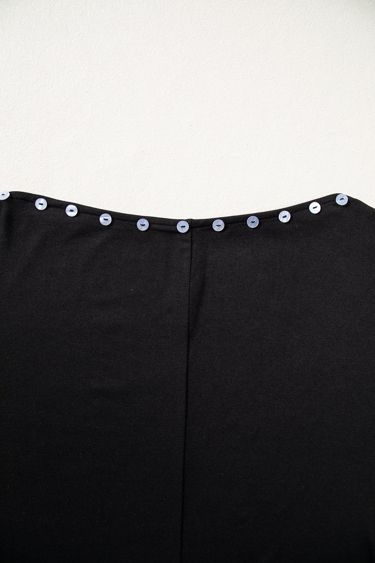 Black 3/4 Sleeve Button Detail Off Shoulder Top