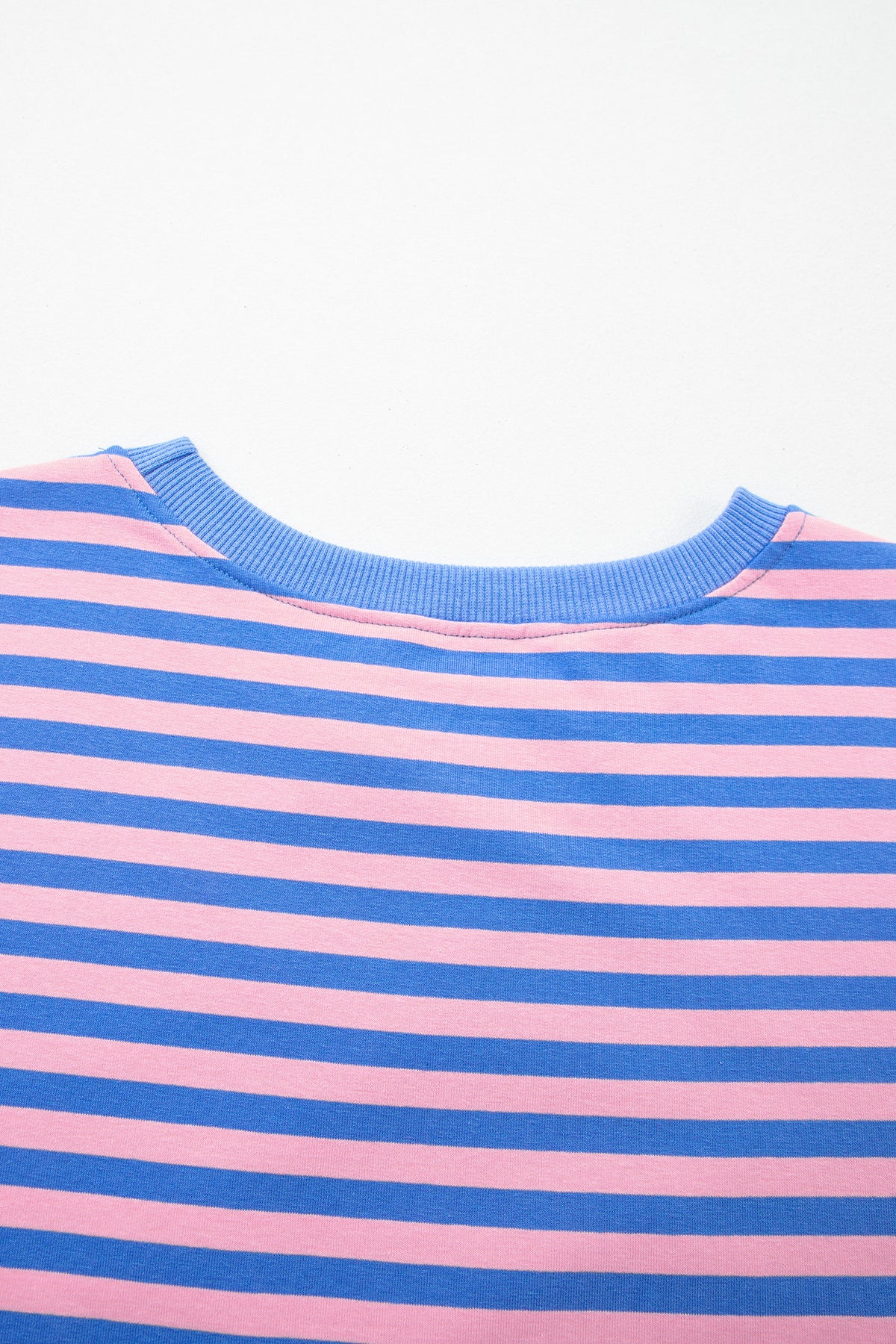 Blue Stripe Relaxed Short Sleeve Top Elastic Waist Drawstring Skort 2pcs Set