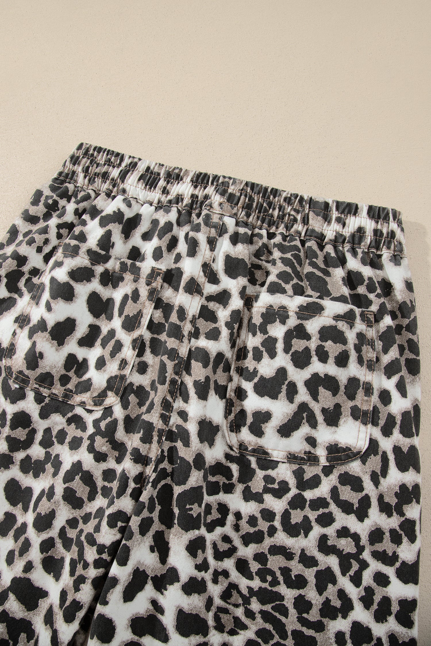Black Leopard Print Drawstring Jogger Jeans
