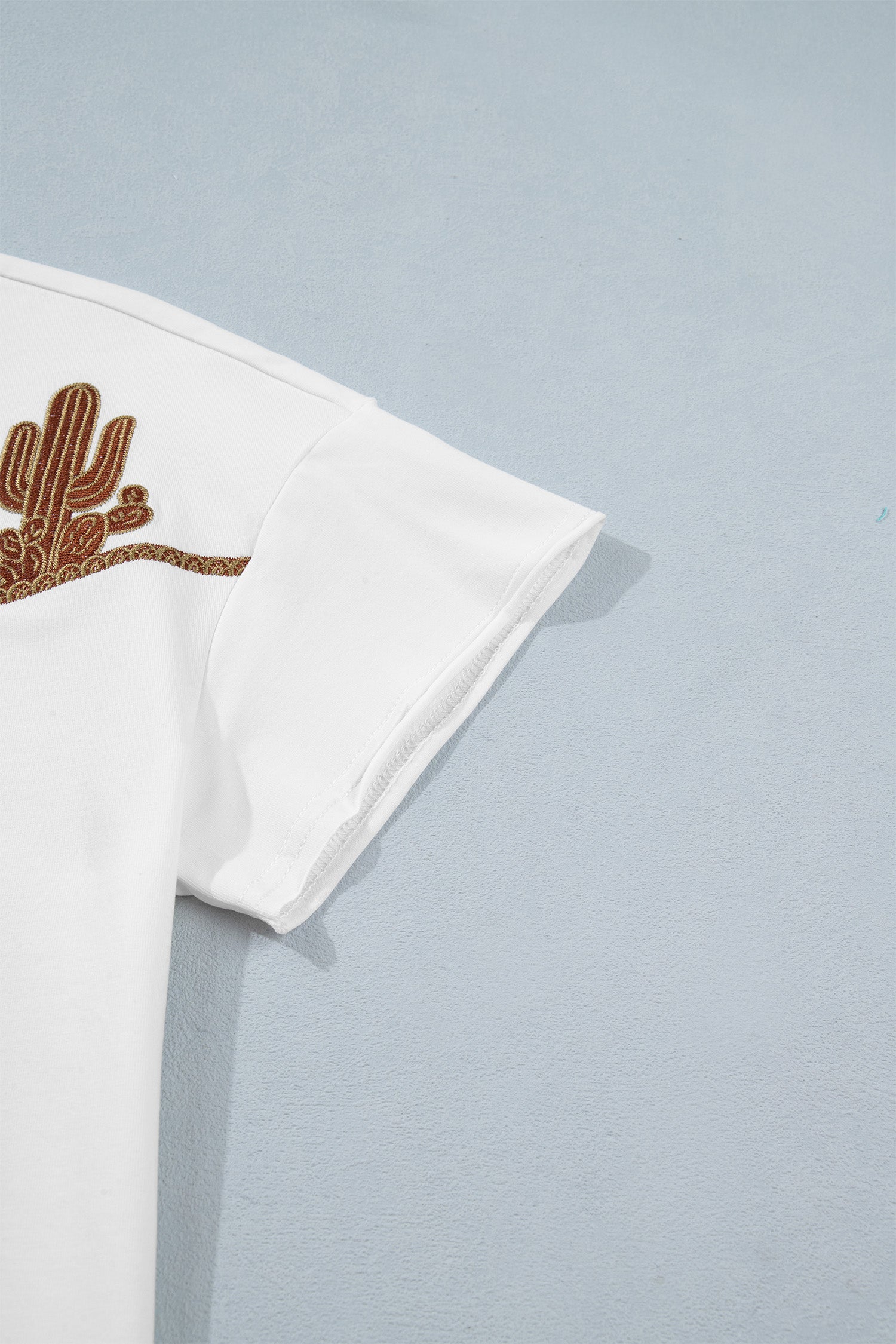 White Western Fashion Embroidered Casual Tee