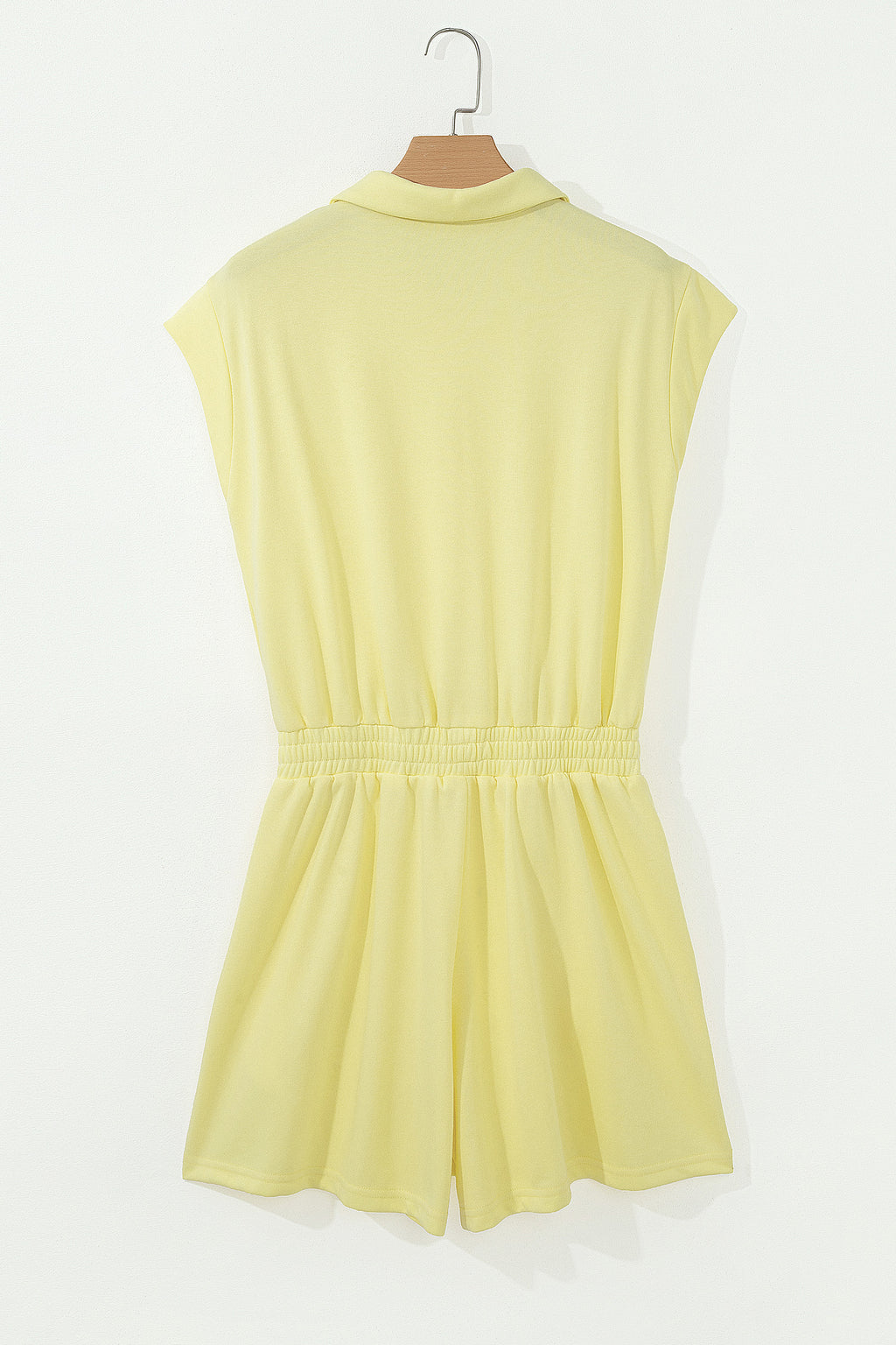 Yellow Cream Half Zip Polo Tee Elastic Waist Romper
