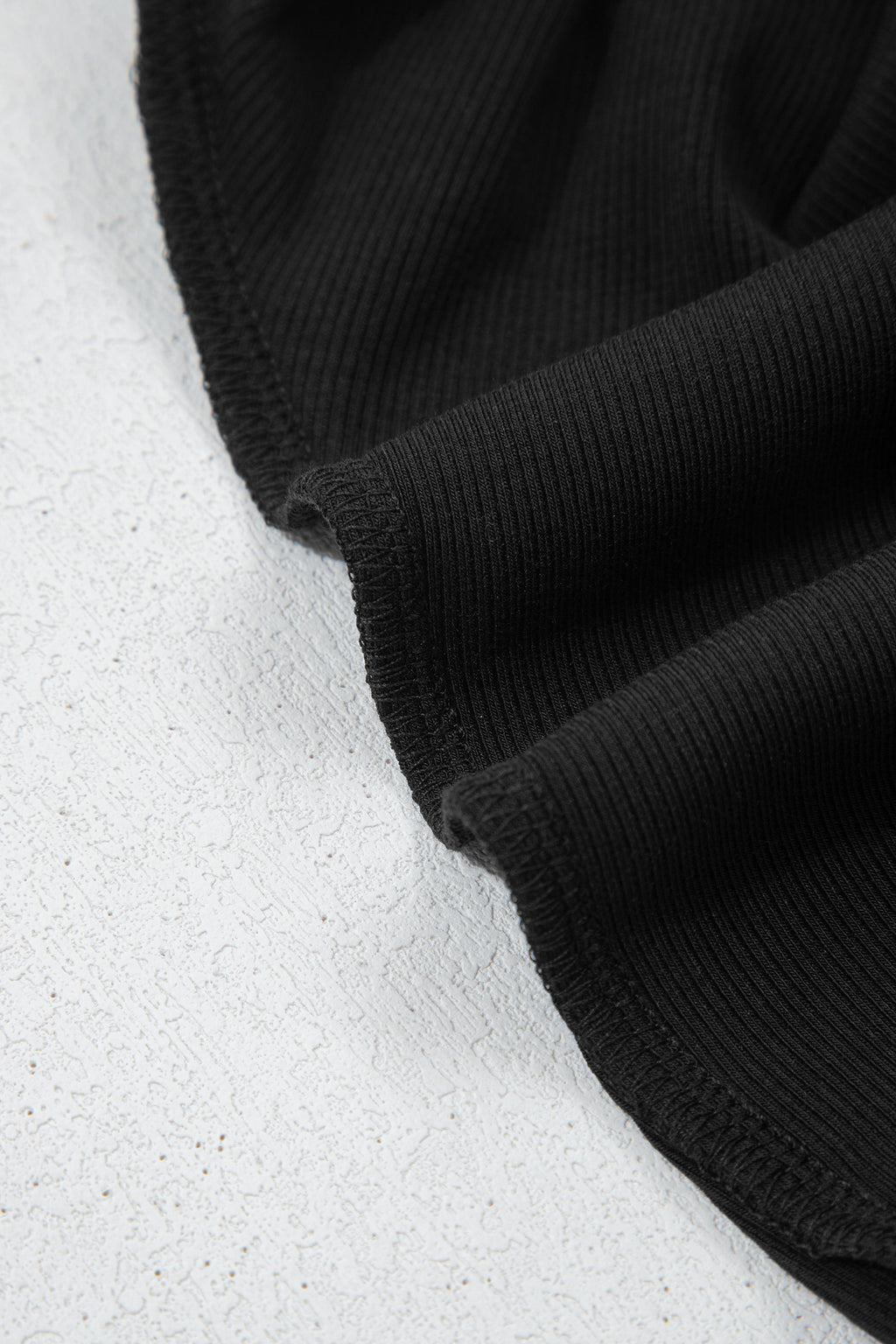 Black Solid Color Oversize Slit Sweatshirt Ribbed Leggings 2pcs Set