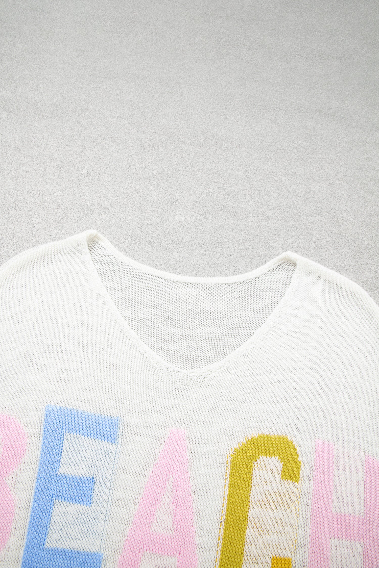 White V Neck Lightweight Knit BEACH SIDE Shift Tunic Sweater