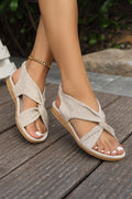 White Retro Crossed Straps Boho Vacation Sandals