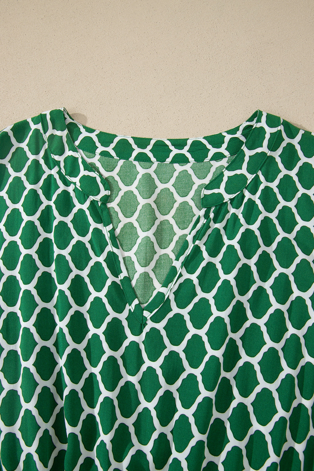 Green Plus Size Geometric Print Pocketed Ruffle Hem Casual Dress