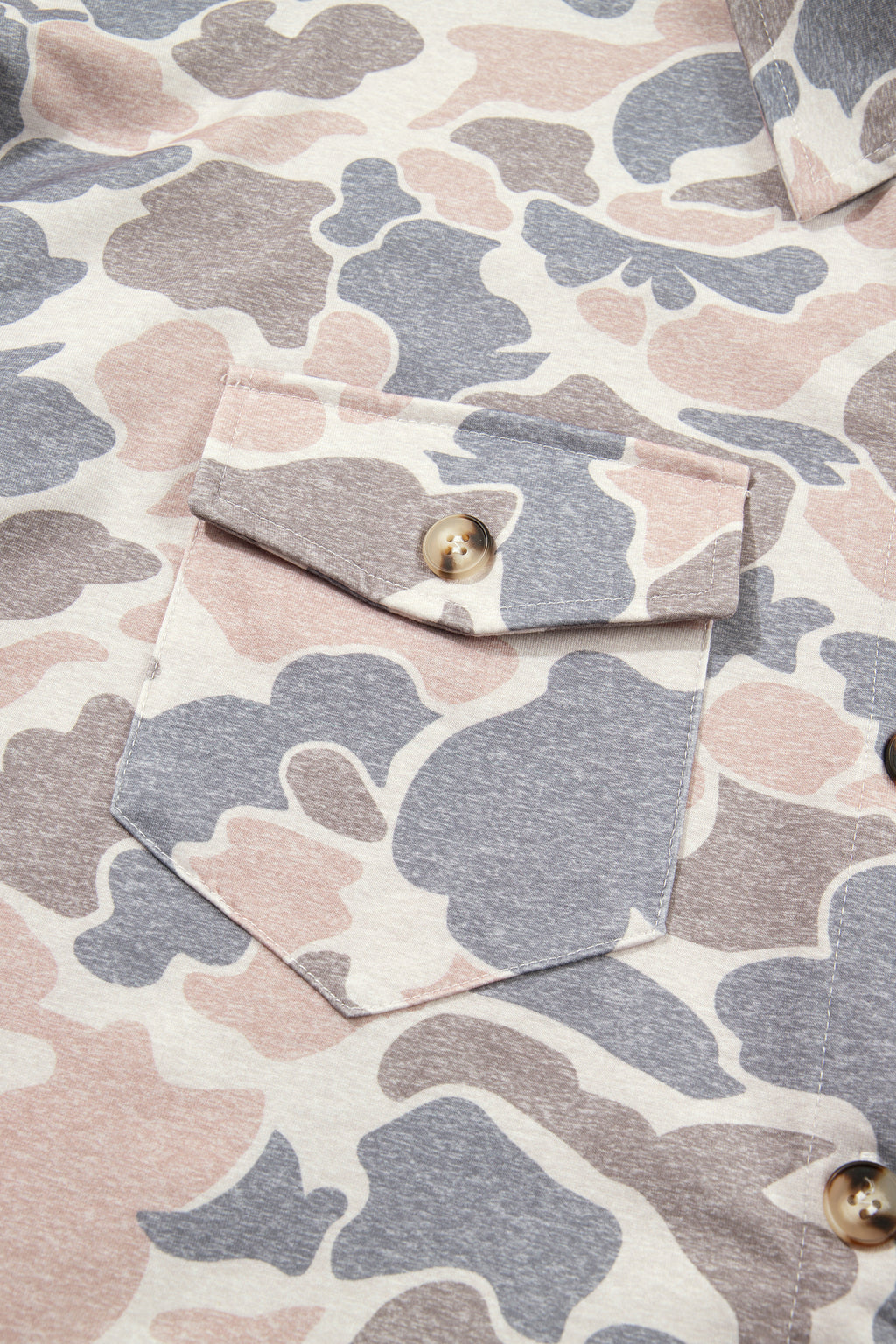 Multicolour Casual Camouflage Button Down Tunic Shacket