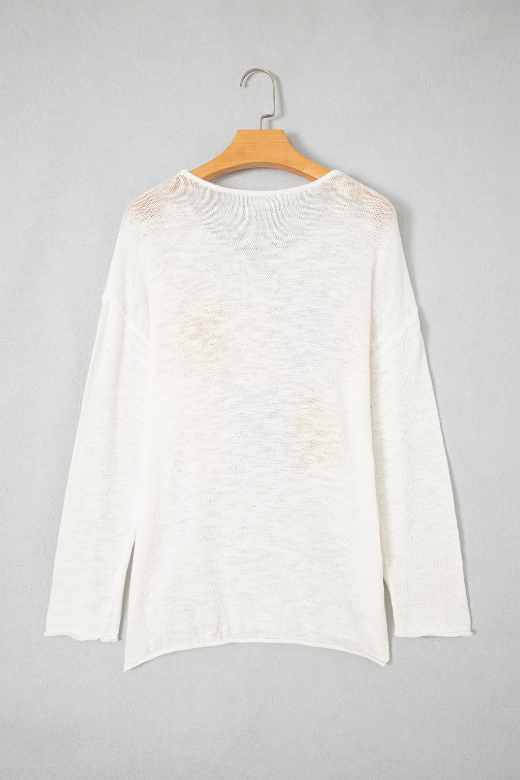 White V Neck Lightweight Knit BEACH SIDE Shift Tunic Sweater