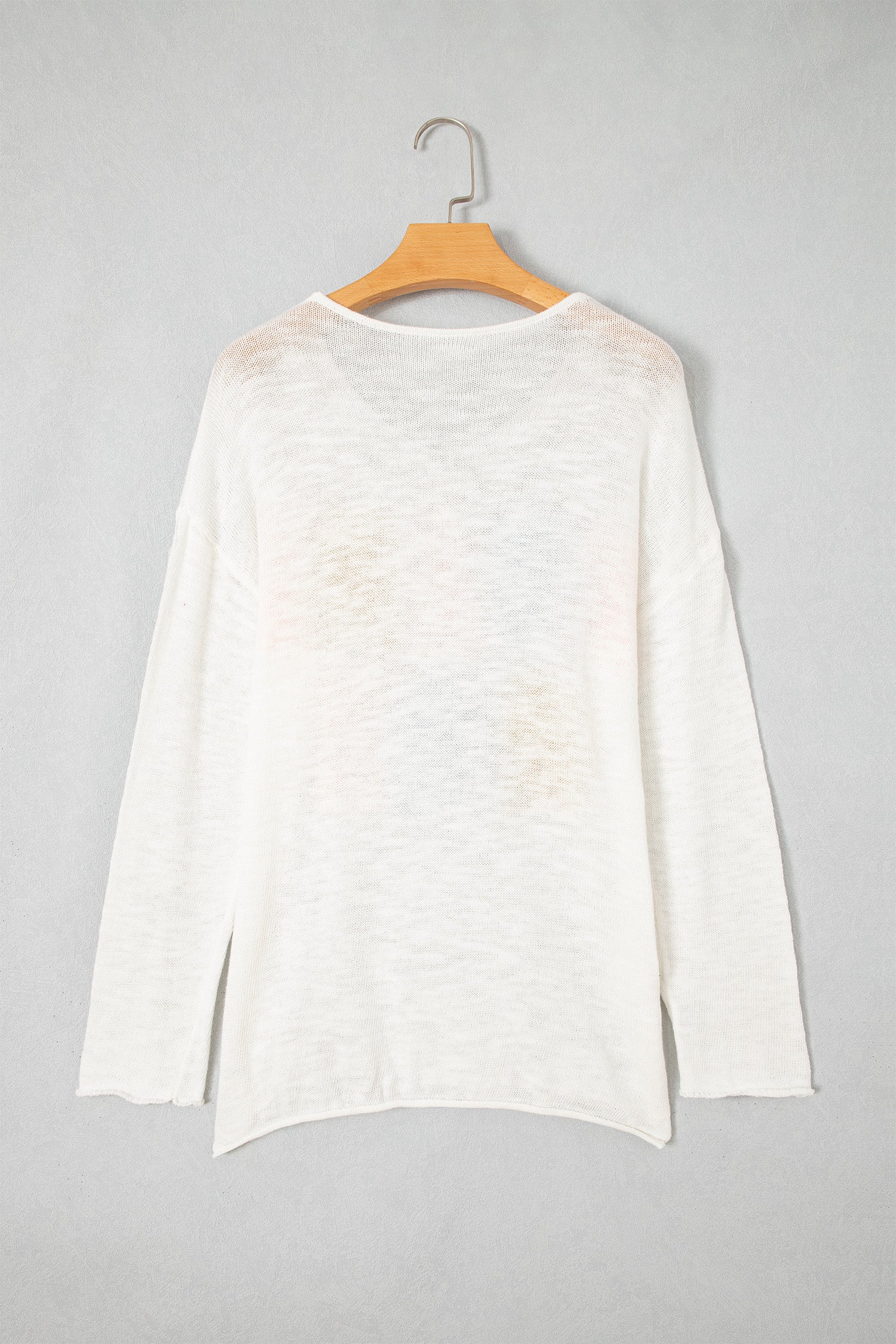 White V Neck Lightweight Knit BEACH SIDE Shift Tunic Sweater