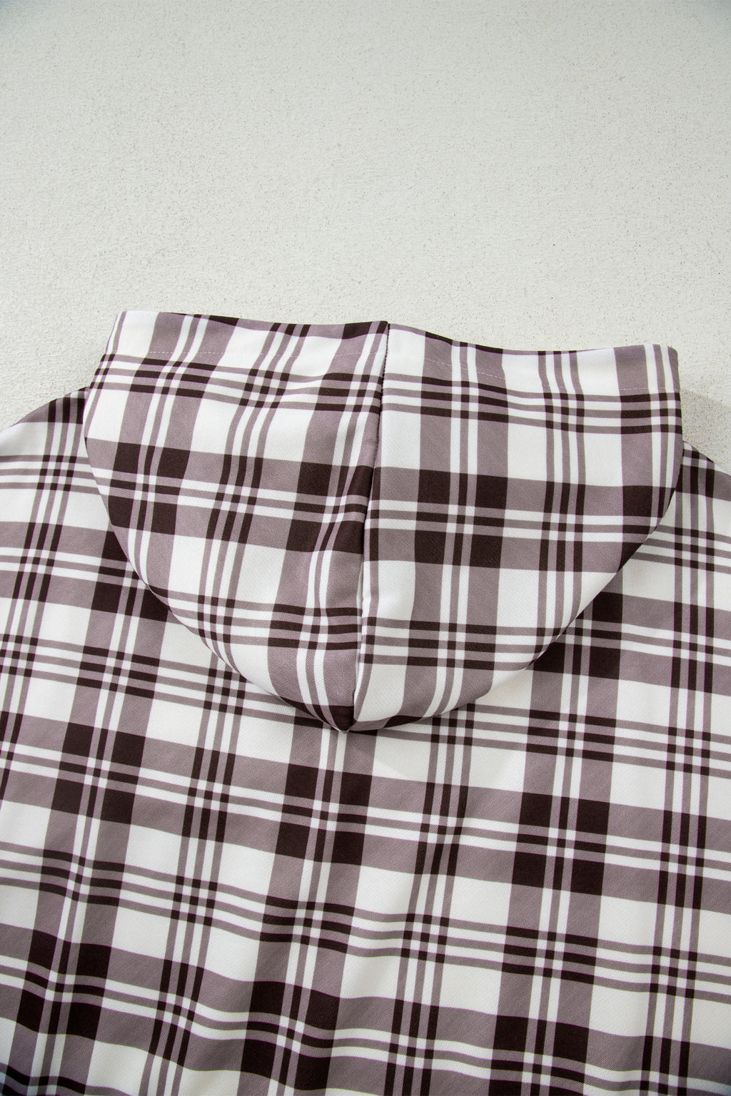 Beige Plaid Patchwork Side Slit Sweatshirt