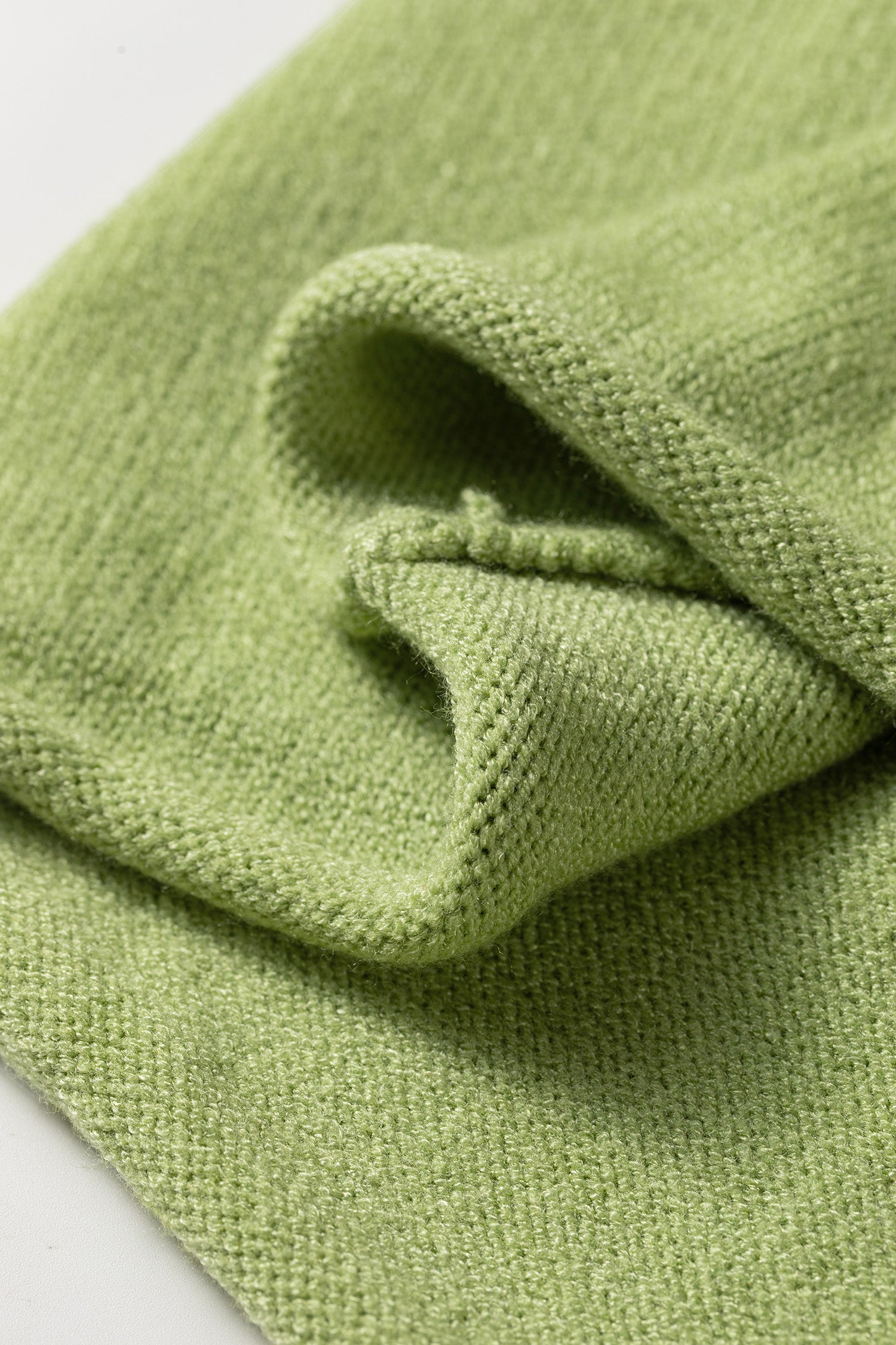 Meadow Mist Green Unique Fish Knit Oversized Round Neck Sweater