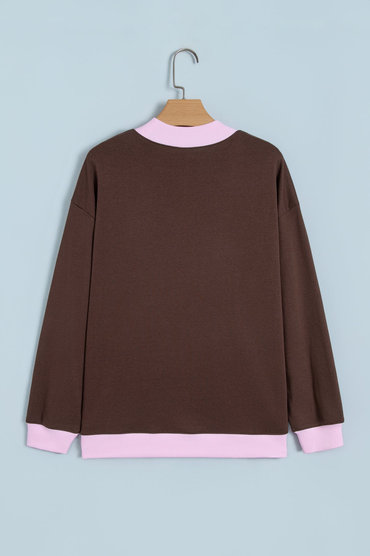 Pink Polka Dot Letter Graphic Colorblock Tunic Sweatshirt