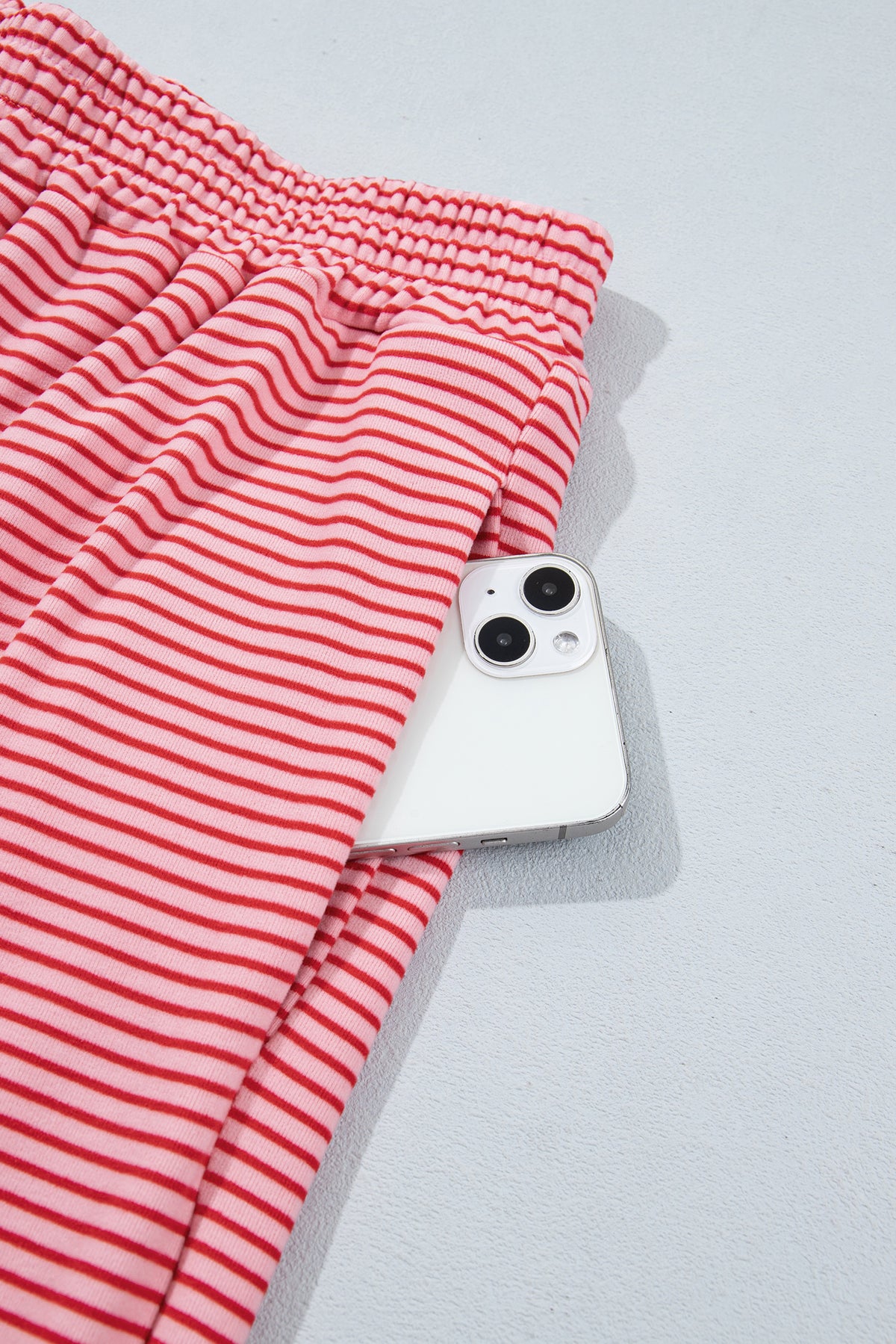 Pink Striped Drop Shoulder Long Sleeve Pant Set