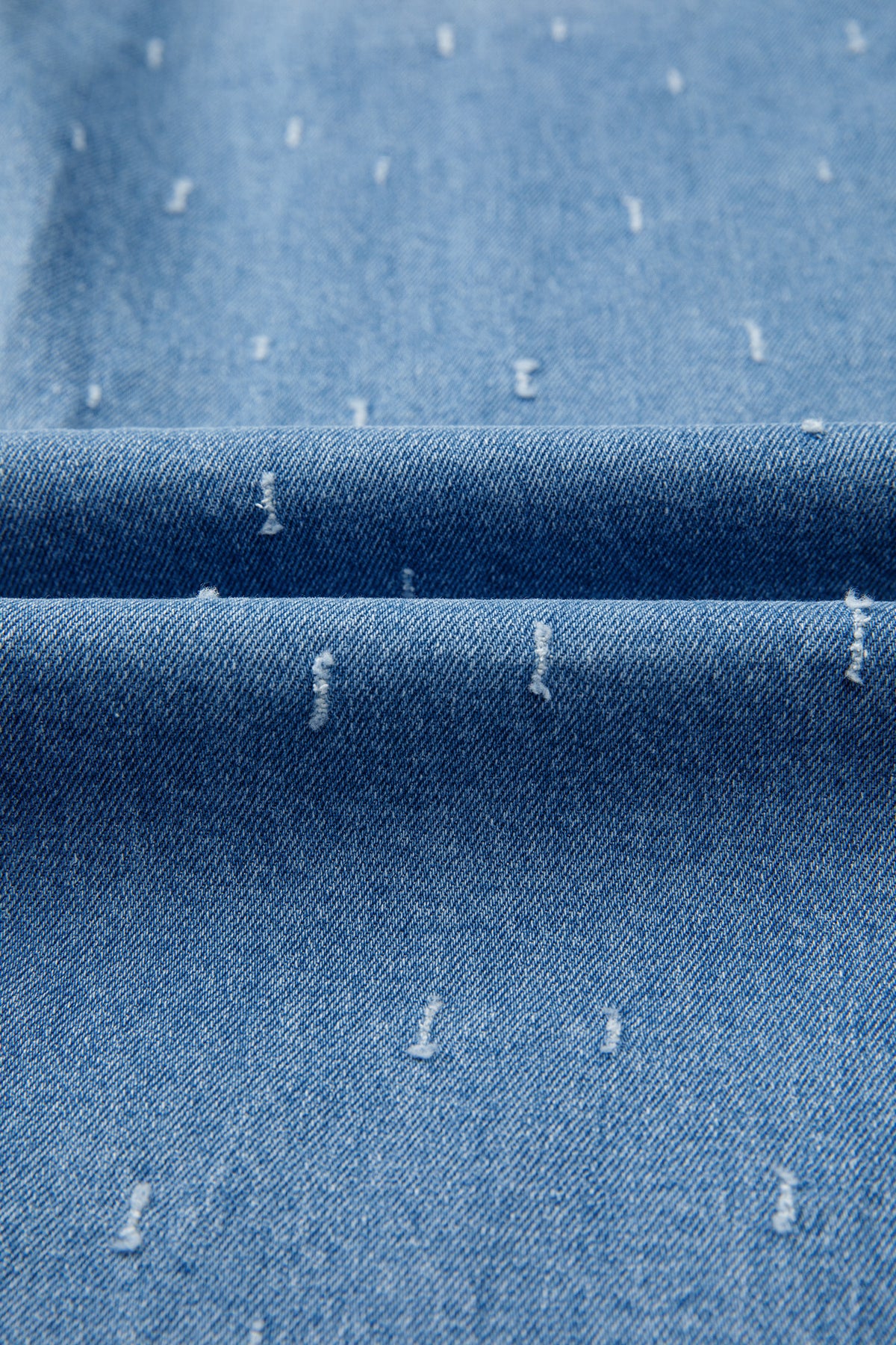 Mist Blue Distressed Detail Tummy Control Raw Hem Jeans