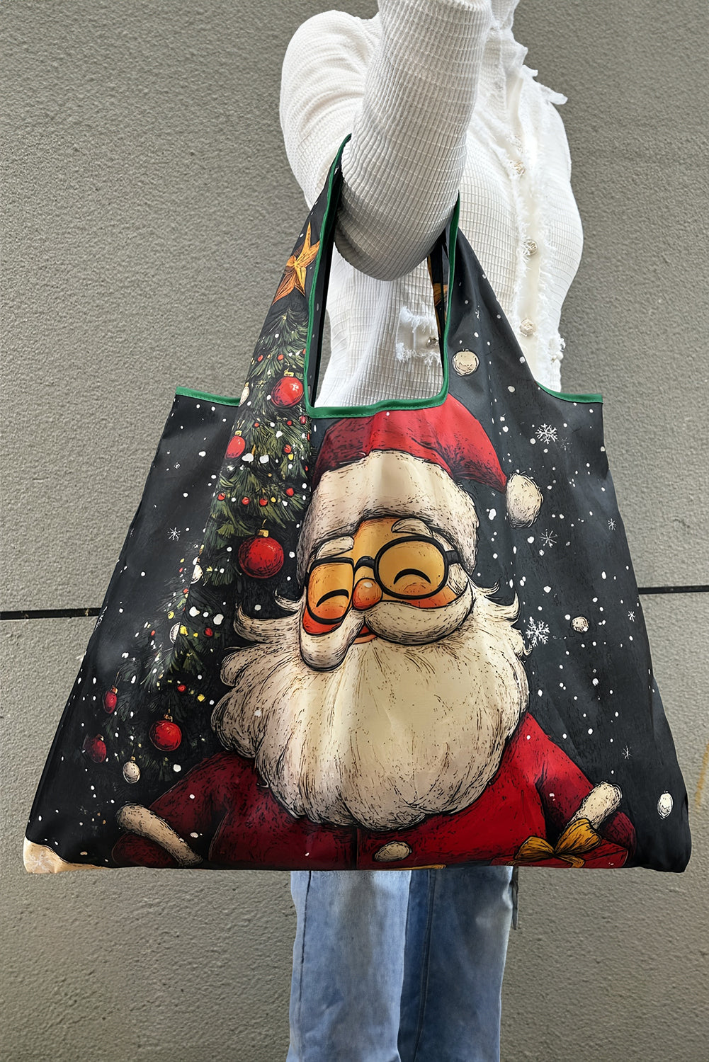 Fiery Red Large Foldable Christmas Holiday Reusable Oxford Bag