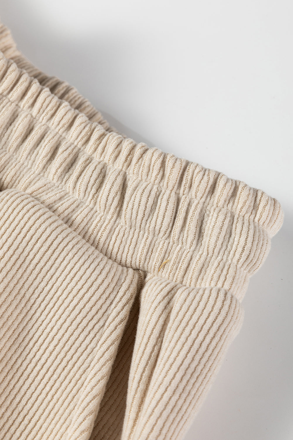 Rose Tan Lace Drawstring Pullover Hoodie and High Waist Pants Corduroy Suit