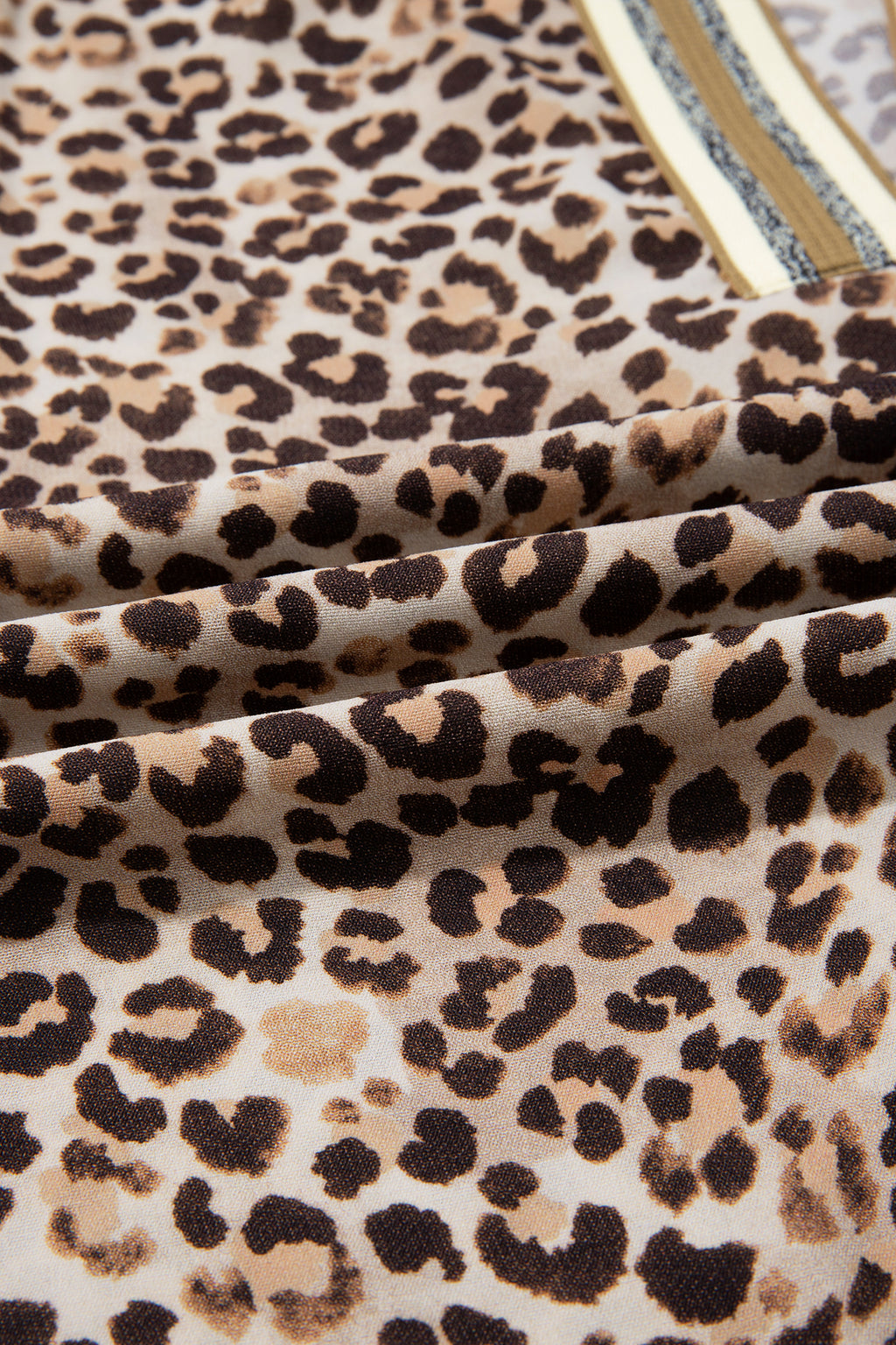 Leopard Contrast Trim V Neck Half Sleeve Western Dolman Blouse