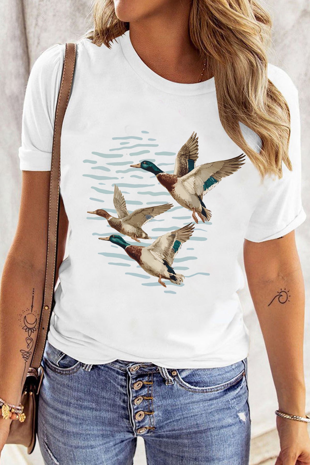 White Western Mallard Lake Graphic Casual Graphic T Shirt