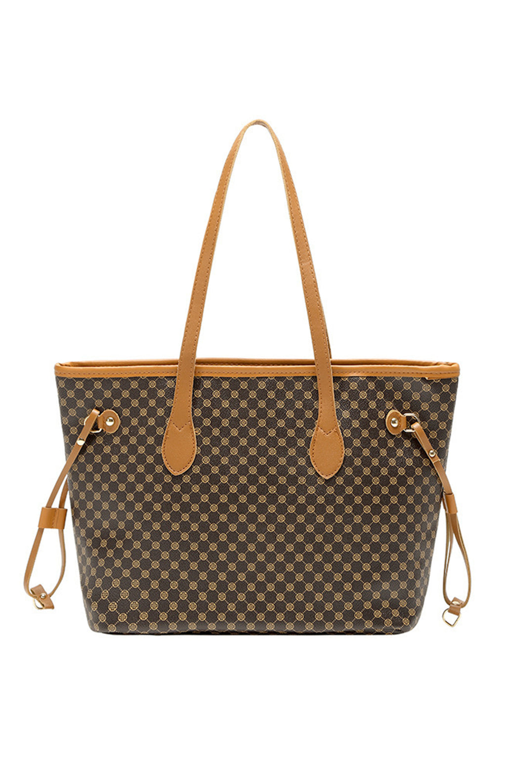 Coffee Luxury Fashion Print PU Leather Versatile One Shoulder Tote Bag