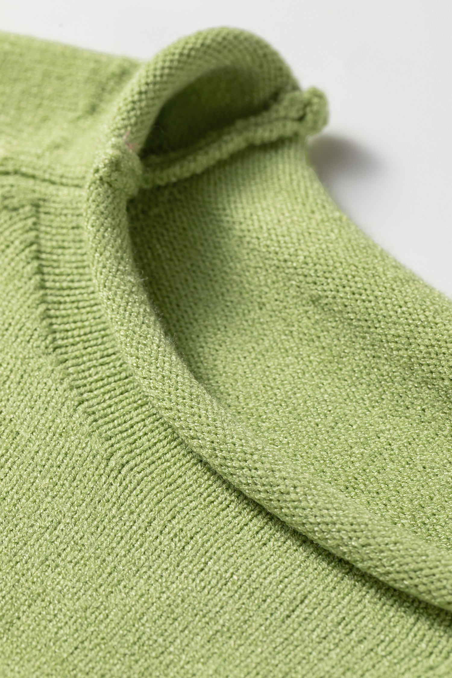 Meadow Mist Green Unique Fish Knit Oversized Round Neck Sweater
