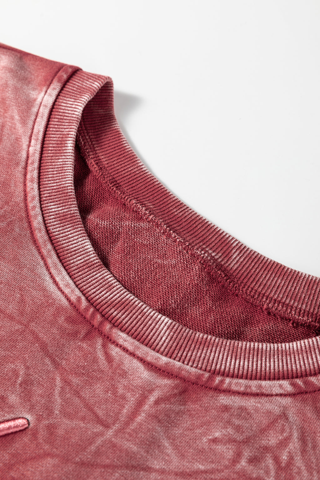 Mineral Red saved by grace Letter Embroidery Mineral Wash Loose Sweatshirt