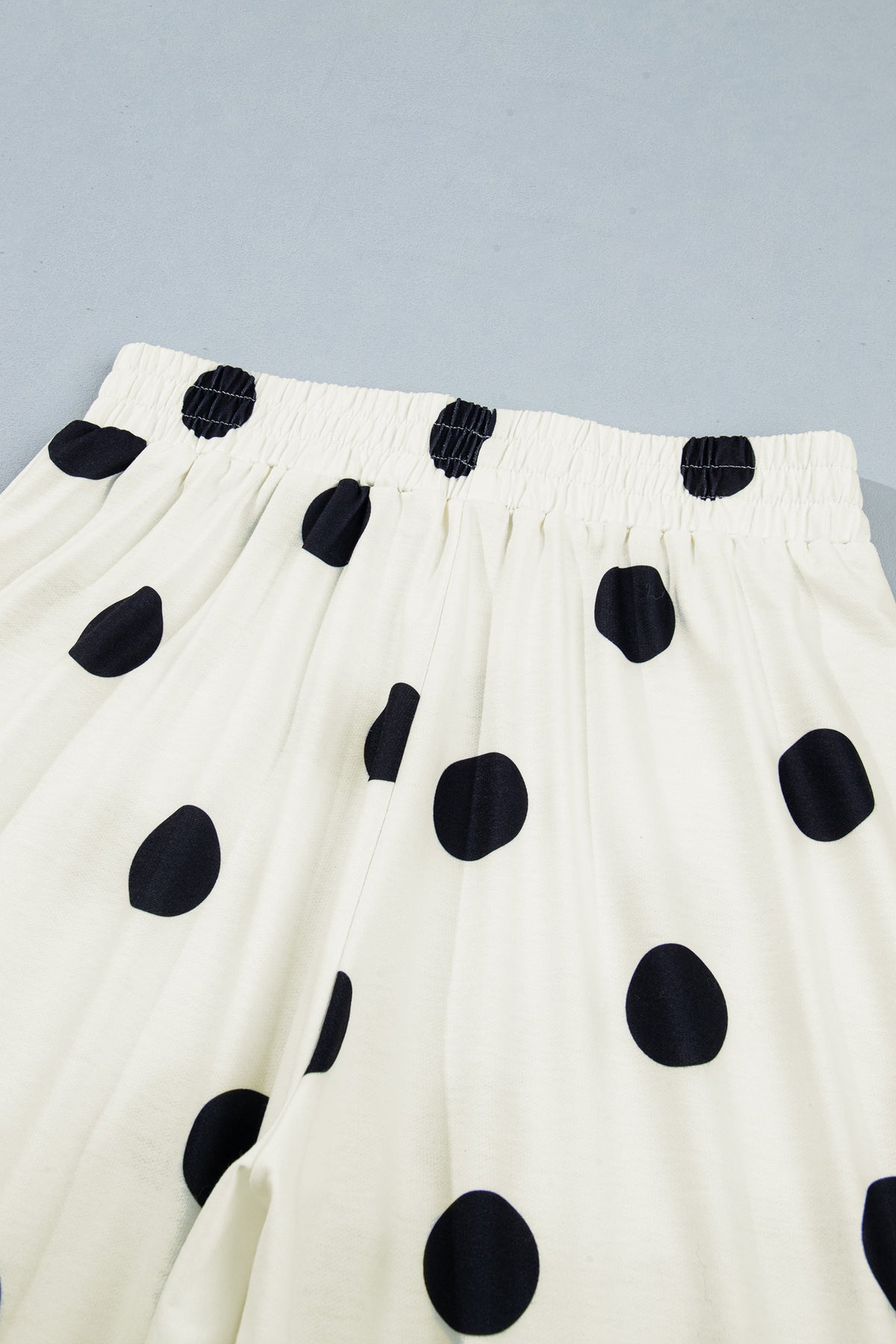 Sky Blue Polka Dot Wide Leg Elastic Waist Casual Pants