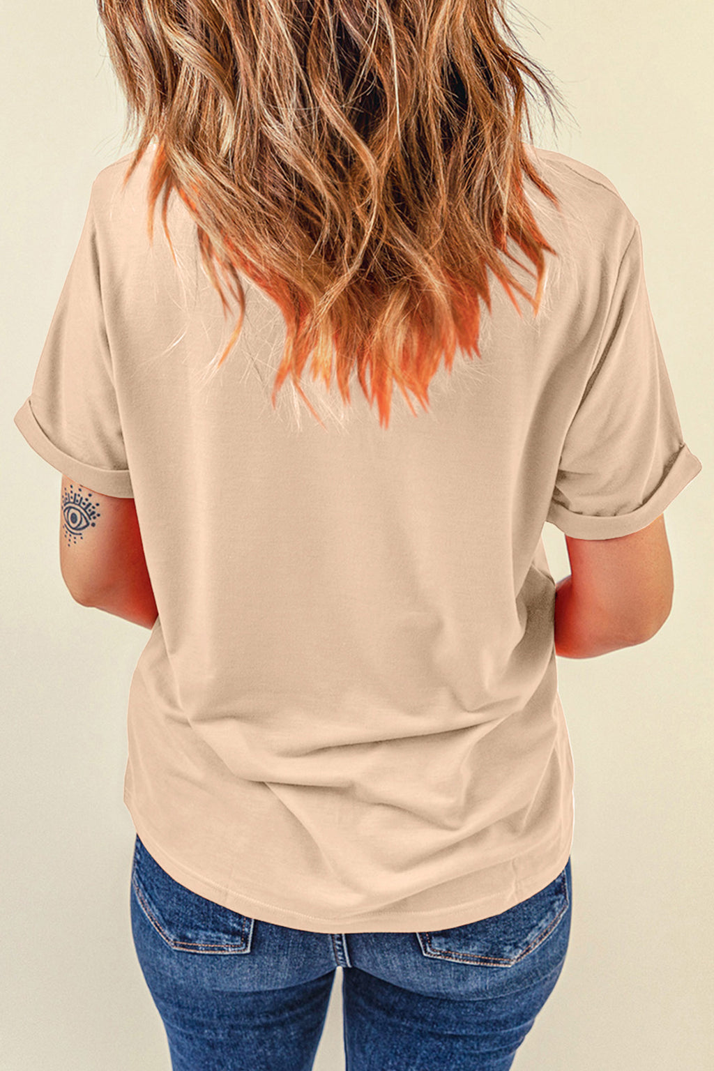 Khaki Western Print Highland Cow Graphic T-Shirt