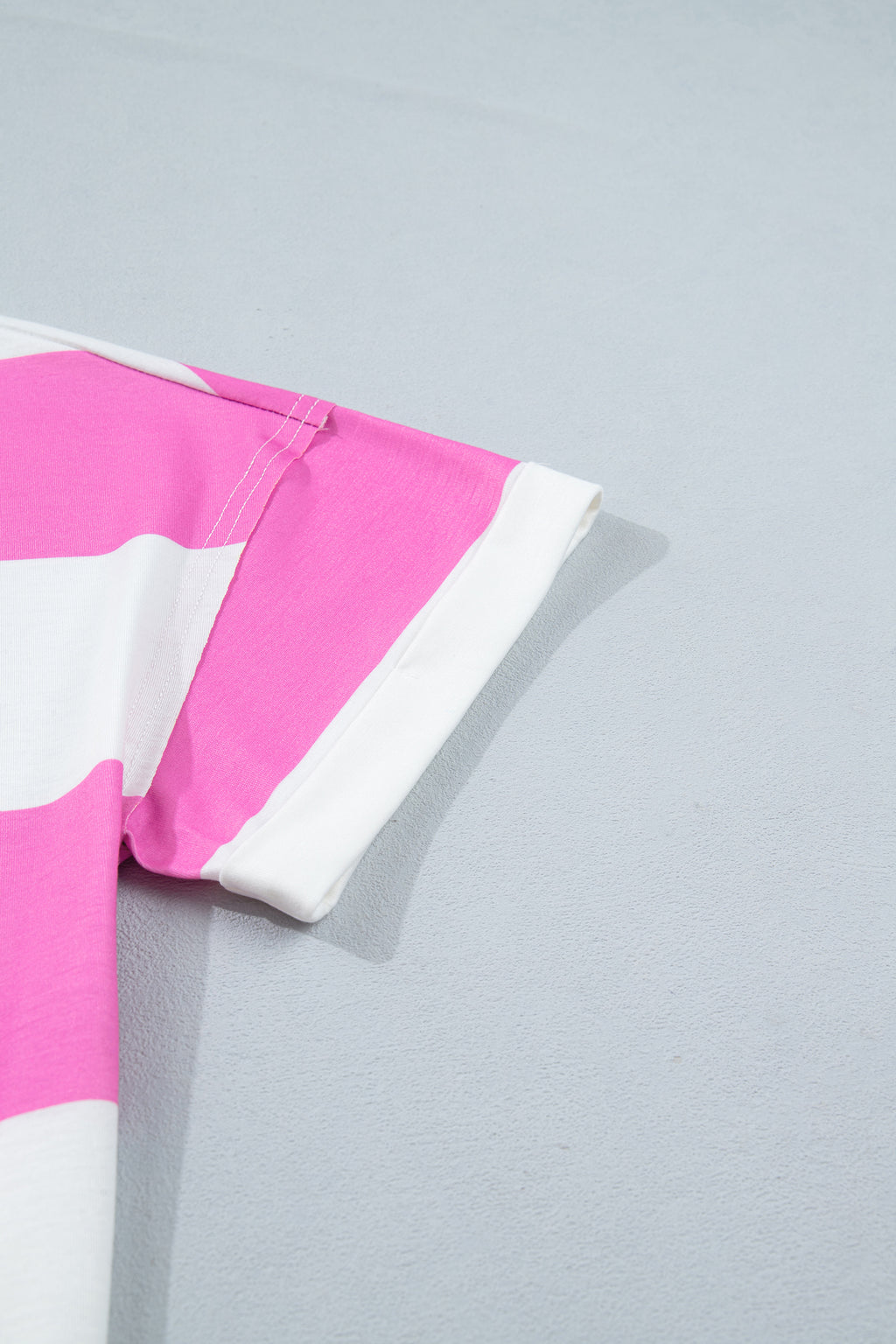 Rose Stripe Colorblock Trim Polo Tee Drawstring Mini Skirt 2pcs Set