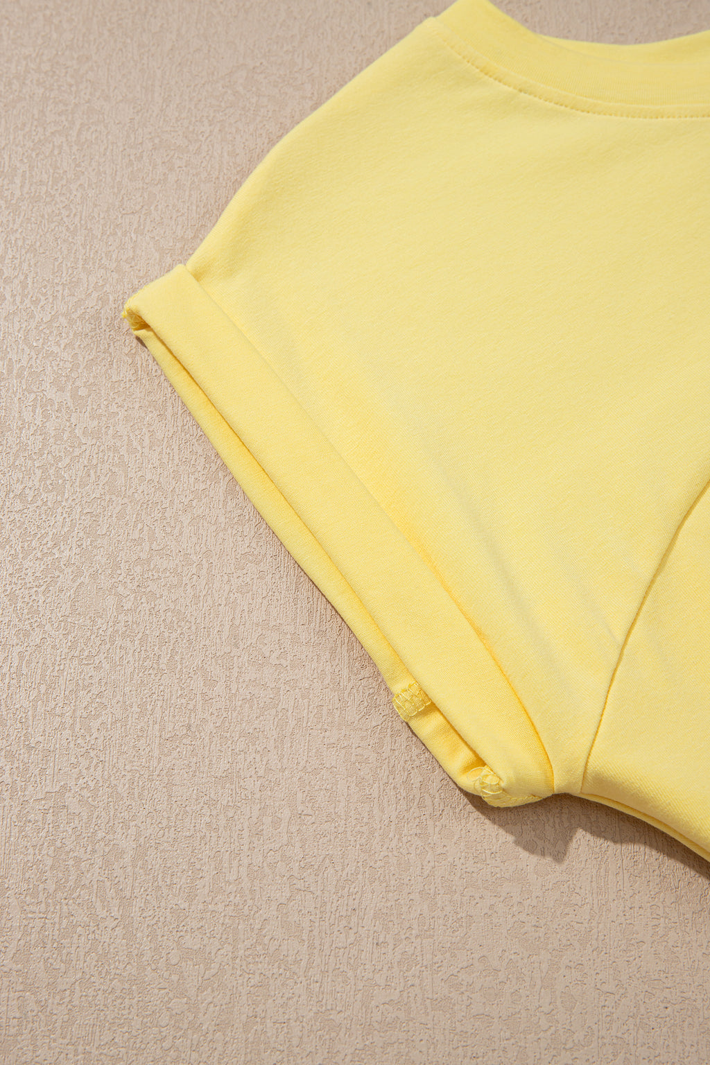 Yellow Cream Solid Color Cropped Tank Top and Jogger Pants Set