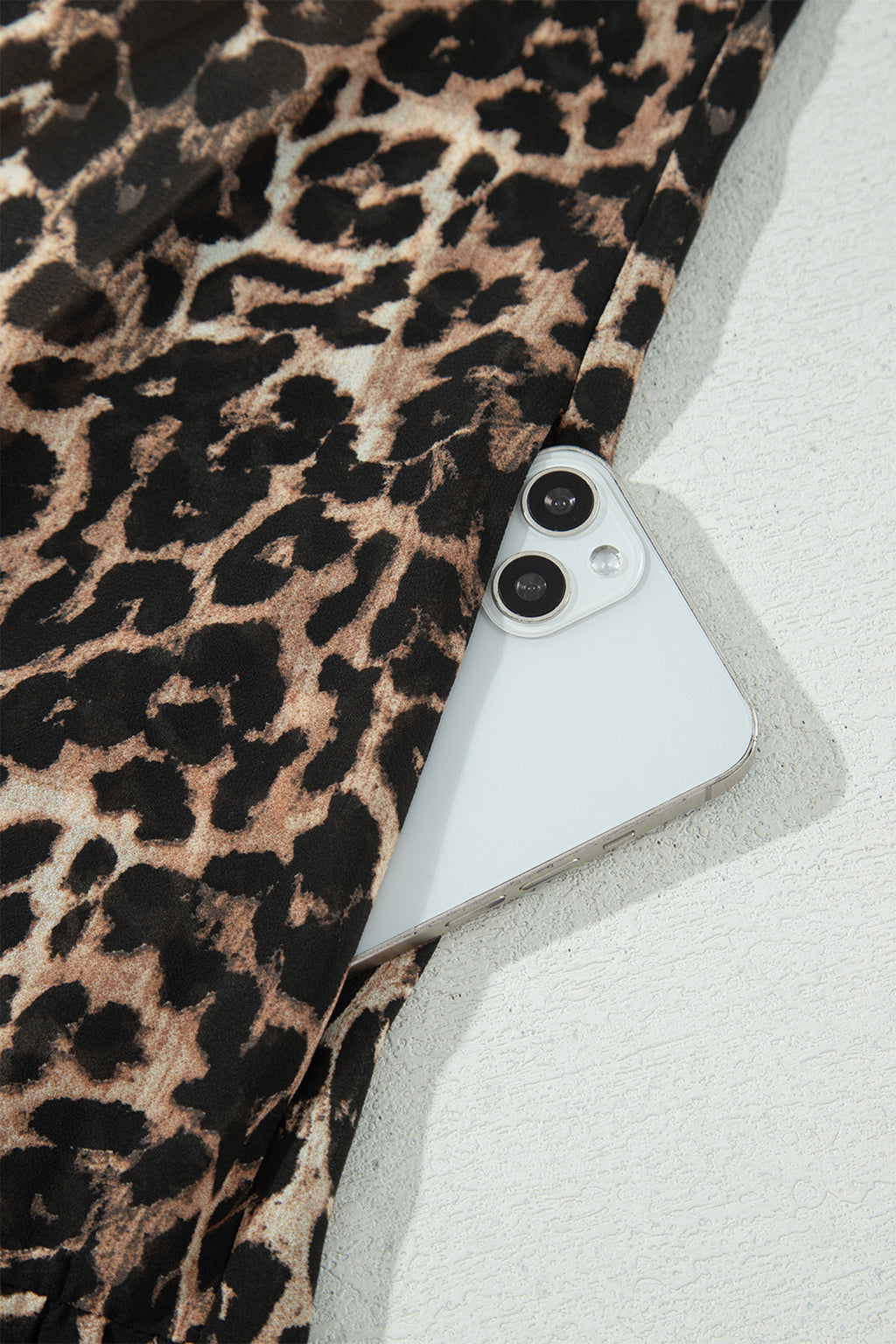 Brown Leopard Print Long Sleeve Short Shift Dress