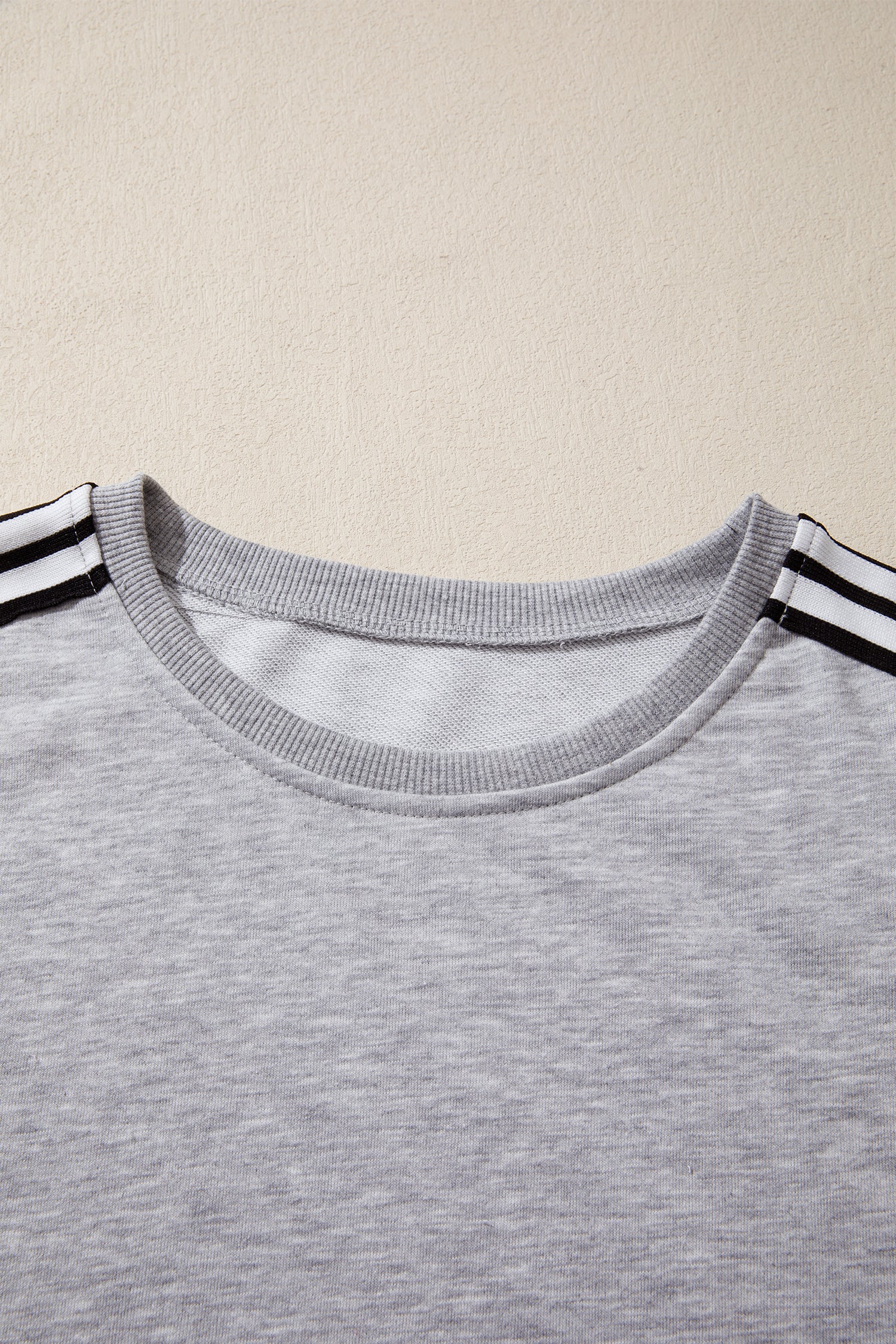 Light Grey Patchwork Detail Raw Edge Oversize Tee