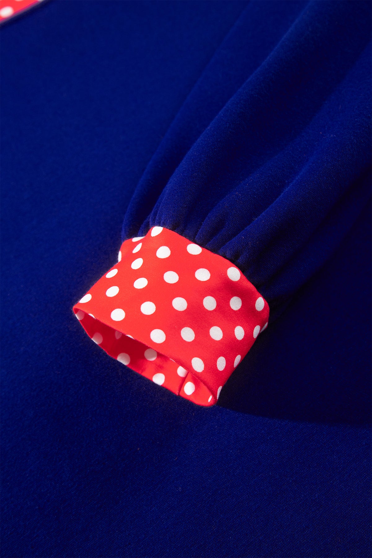Dirty blue Colorblock Polka Dot Contrast Trim Oversized Sweatshirt