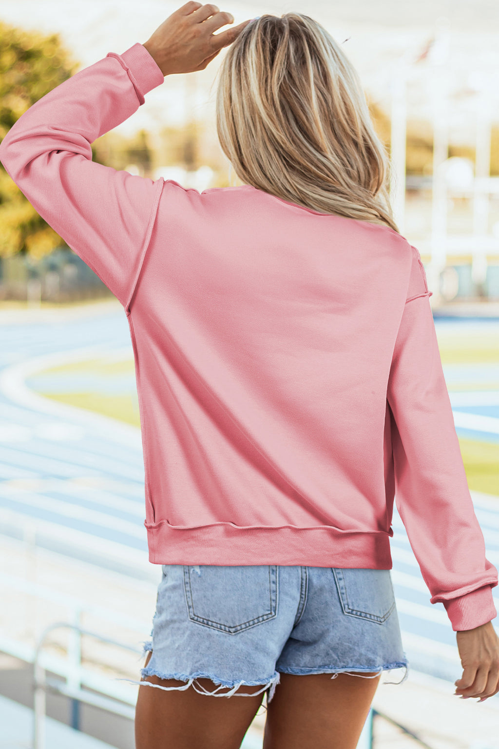 Light Pink WWJD/ AMEN Double Side Printed Mock Neck Reversible Sweatshirt