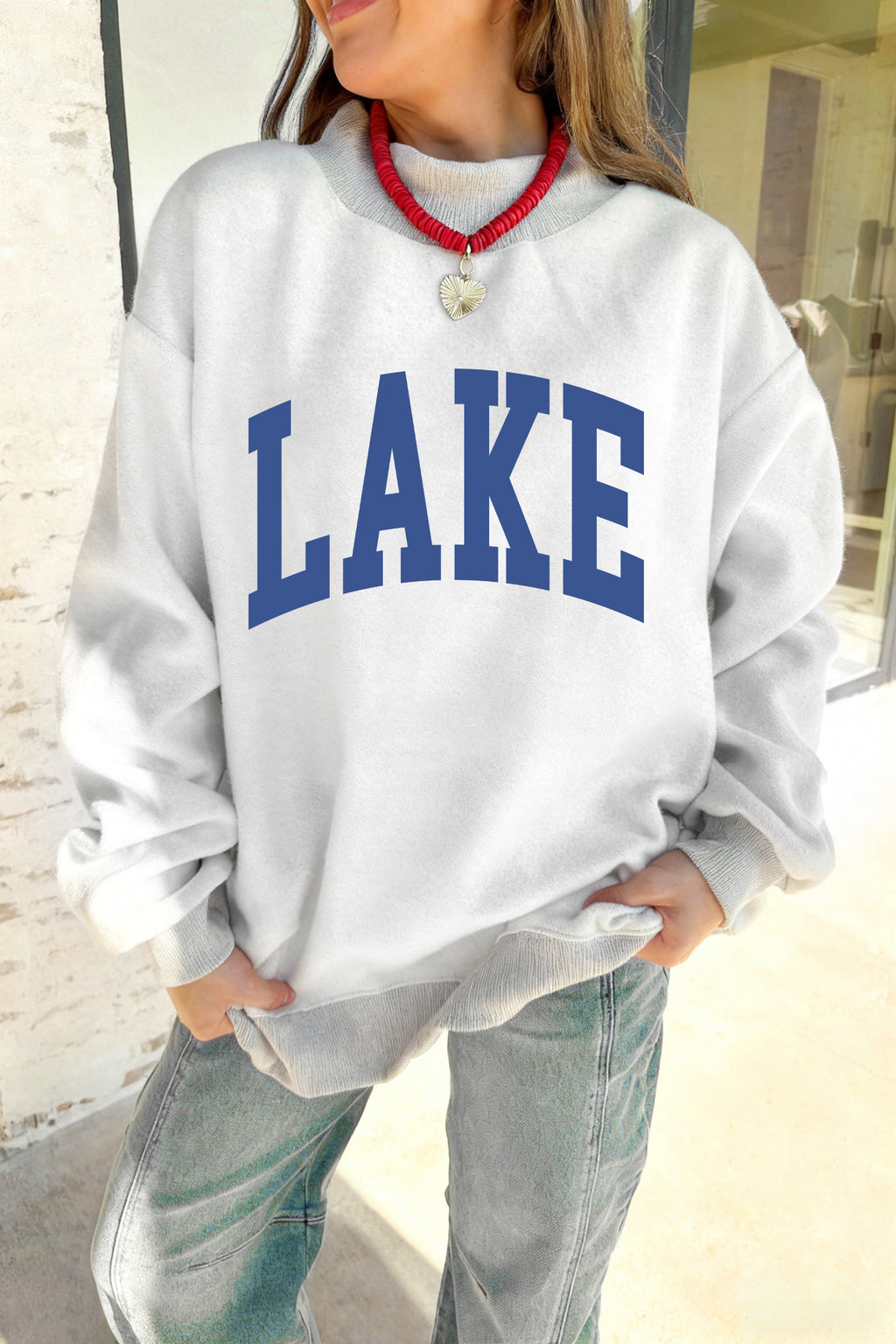 Light Grey Mock Neck Graphic Print Reversible Sweatshirt